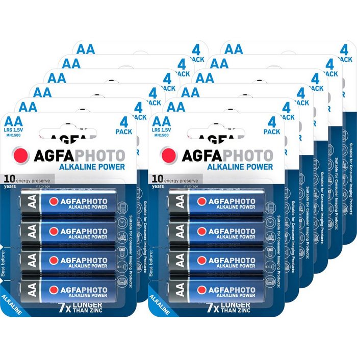 AgfaPhoto 48er Pack Alkaline Mignon AA LR06 1.5V Platinum Karton Batterie (48 St)