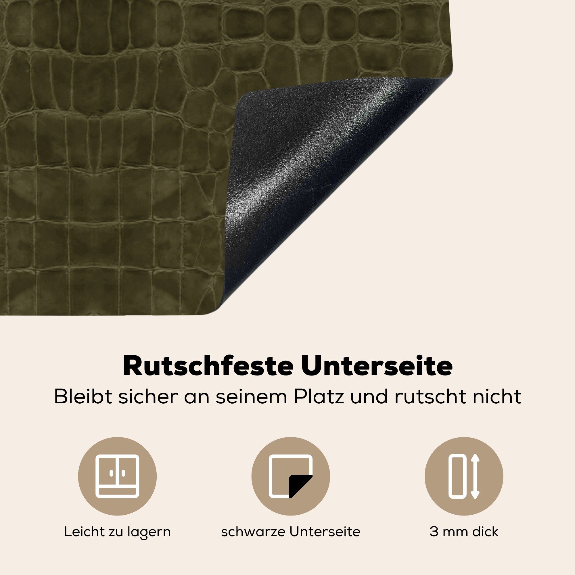 Ceranfeldabdeckung, - für tlg), 83x51 Tierhaut, Vinyl, Induktionsschutz Leder Herdblende-/Abdeckplatte MuchoWow cm, - Textur - Arbeitsplatte (1 küche