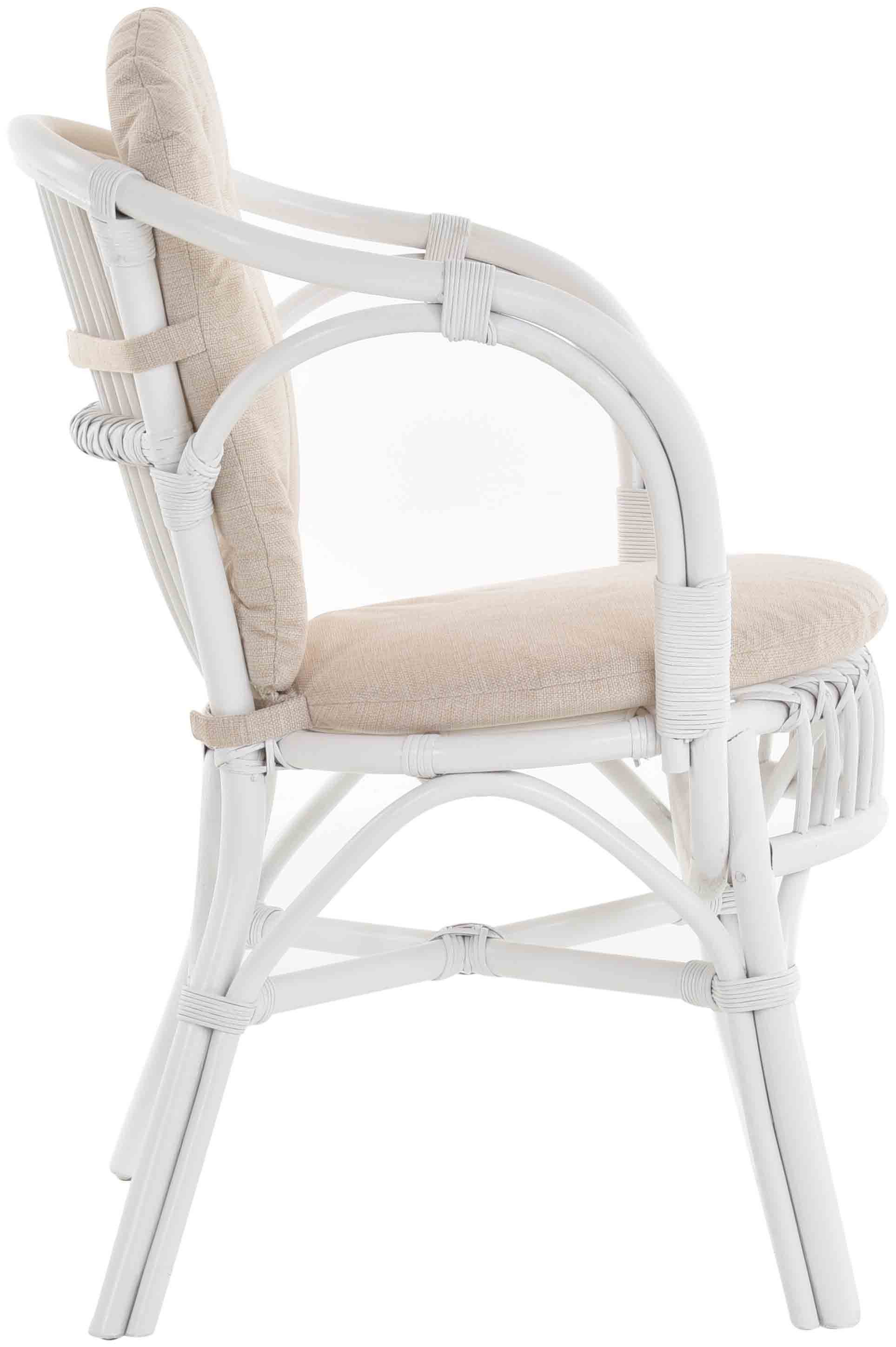 Krines Home Relaxsessel Klassischer Flecht-Sessel im skandinavischem Stil/Korbstuhl mit Kissen, aus Natur-Rattan