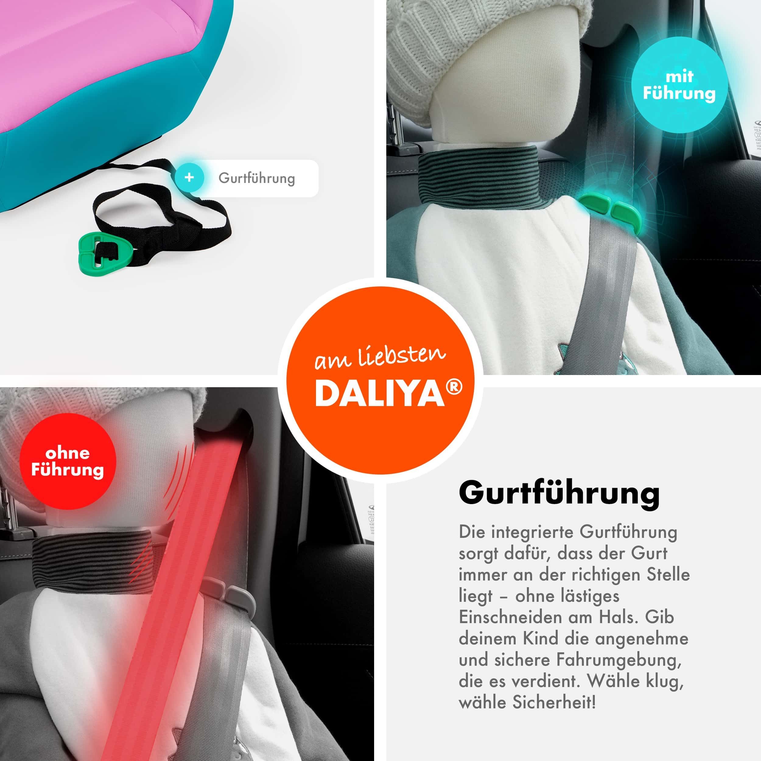 Daliya® Kindersitzerhöhung QUBIX I-Size Sitzerhöhung, Kindersitzerhöhung, Kindersitz, ab: ab 6 Jahre oder 125cm Körpergröße, bis: bis 12 Jahre oder 150cm Körpergröße, ab: 125 cm, bis: 150 cm, (Packung, 1-tlg), I-Size, Gurtfix, ergonomisch, weich, waschbarer Bezug