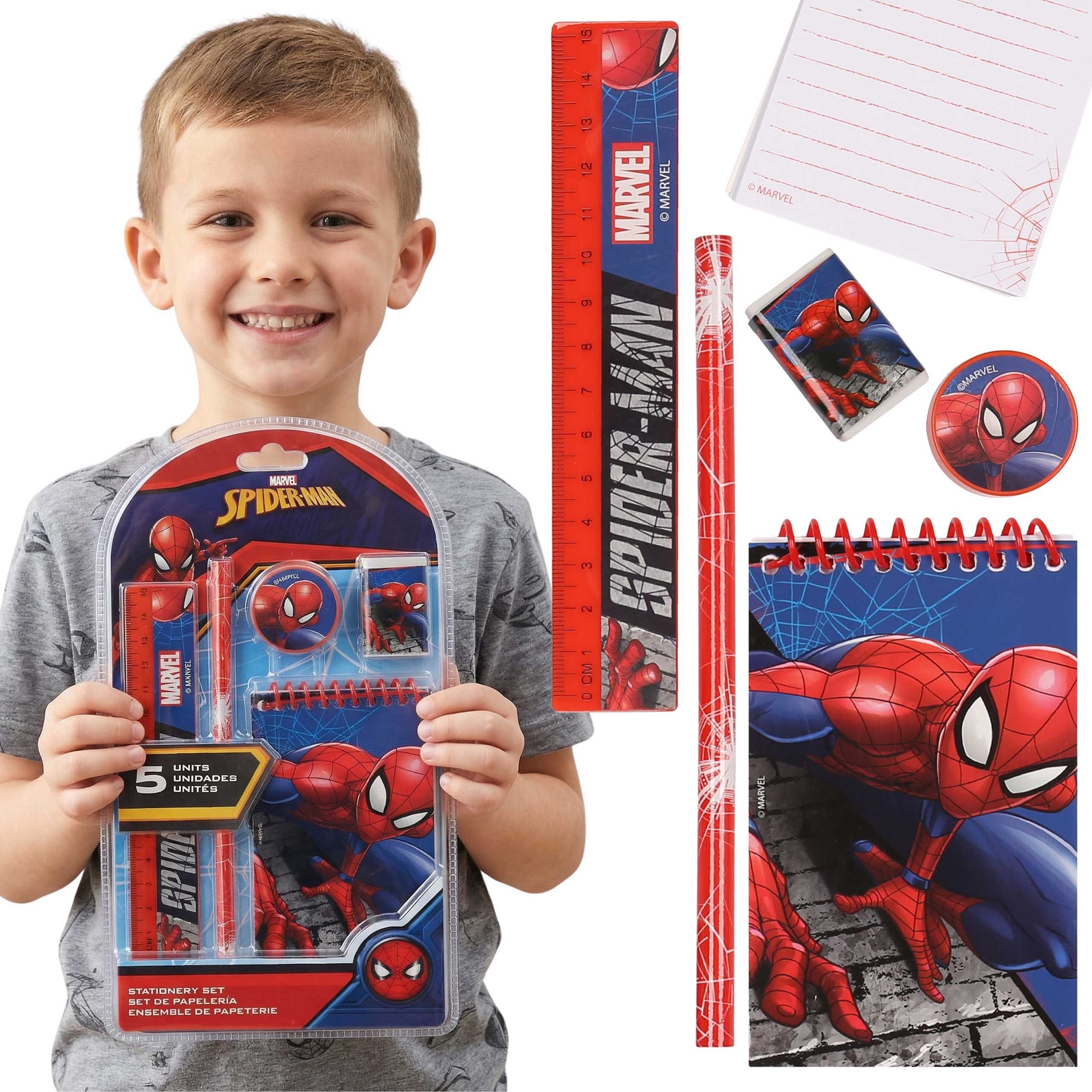 MARVEL Notizbuch MARVEL Spider-Man Schulset für Jungen, 5-teiliges Set
