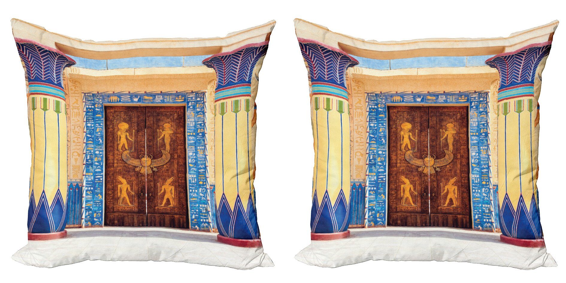 Abakuhaus Kissenbezüge (2 Ägypten Stück), Modern Digitaldruck, Doppelseitiger Accent Gebäude ägyptisch