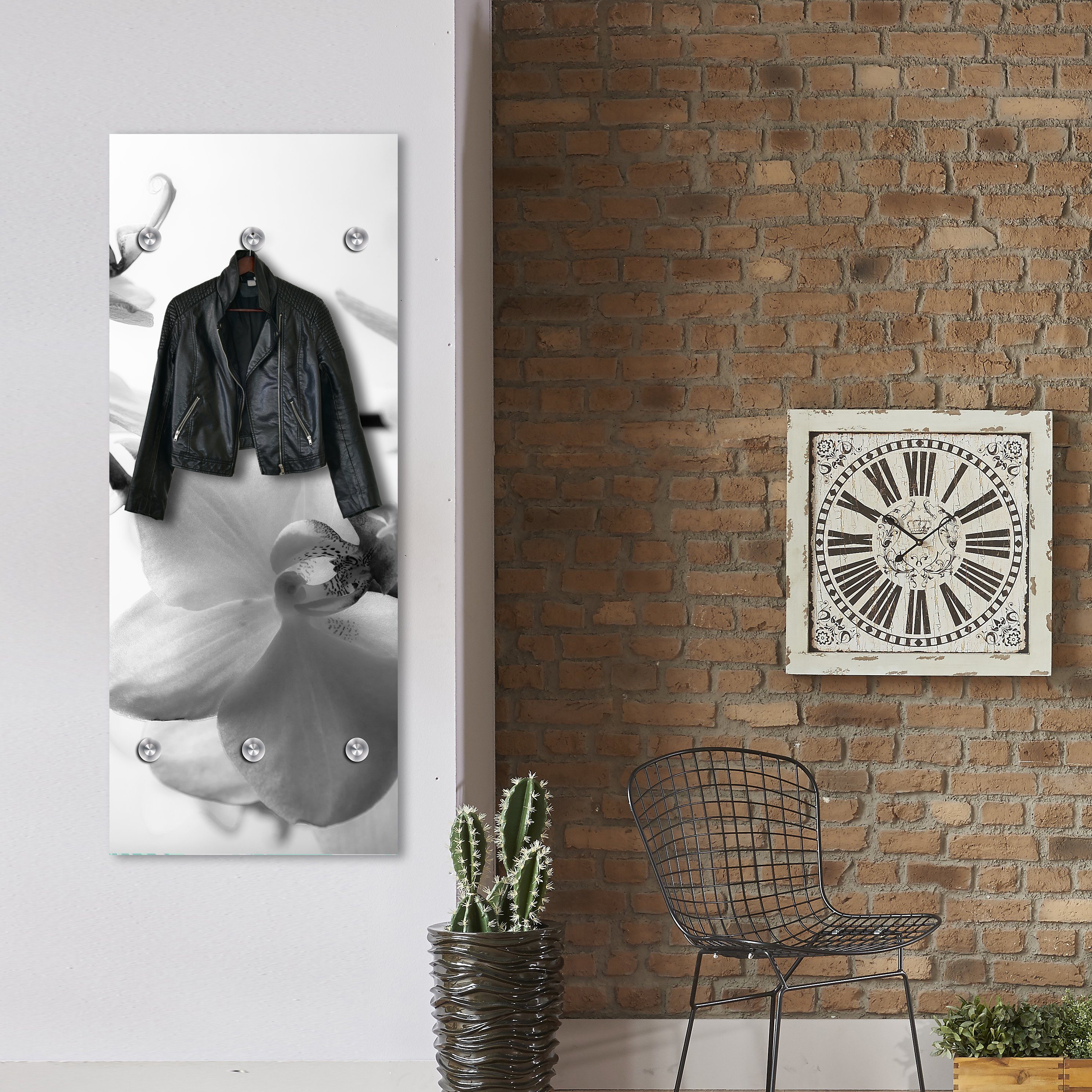 queence Wandgarderobe Orchidee - Blume - Pflanze - Garderobe aus Acrylglas, Paneel (1 St), 50x120 cm - mit Edelstahlhaken