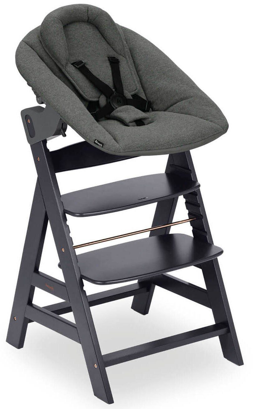 Hauck Hochstuhl Alpha Newborn Set Plus, Dark Grey, mit Newborn Aufsatz