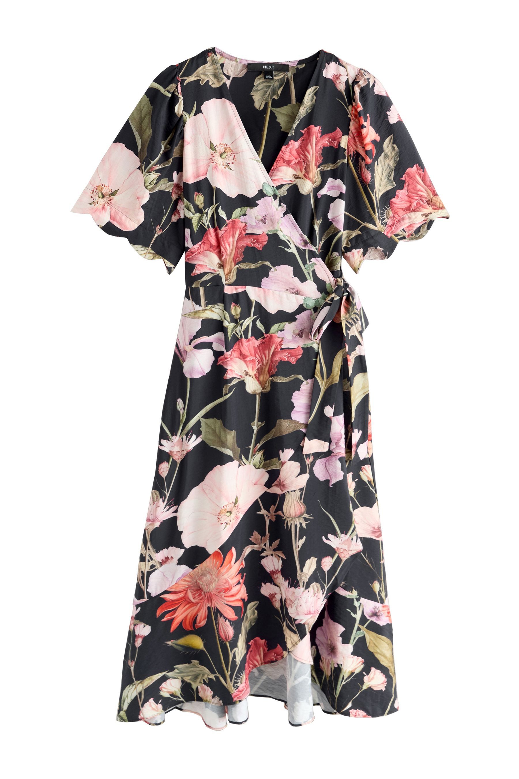 Midikleid Midikleid mit Wickeldesign und Bogenkante