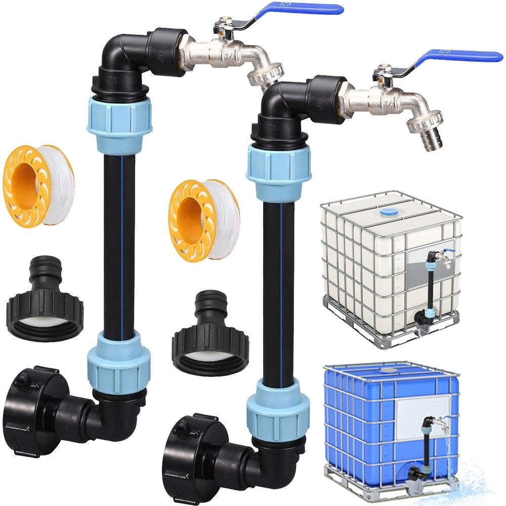 PRIISF Regentonne IBC Regenwassertank Regentanks Adapter Schwanenhals Messing Wasserhahn, 1000 l, (IBC Tank Regentonne Öltank Verbinder, Grobgewinde S60x6 Auslaufhahn Absperrhahn), IBC Tanks Container Schlauchverschraubung
