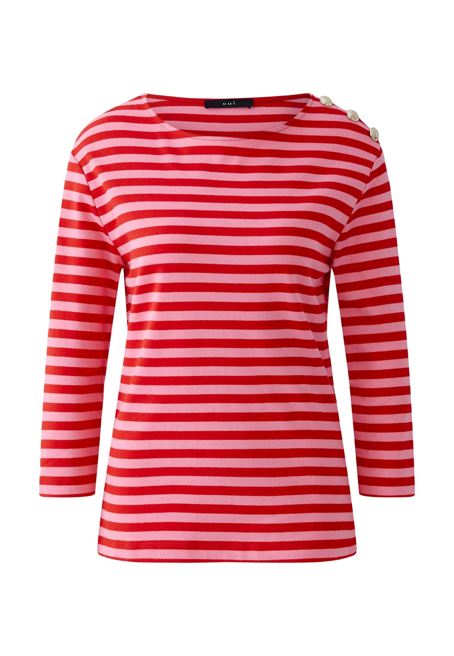 Oui Langarmshirt SUNALA T-Shirt reine Baumwolle günstig online kaufen
