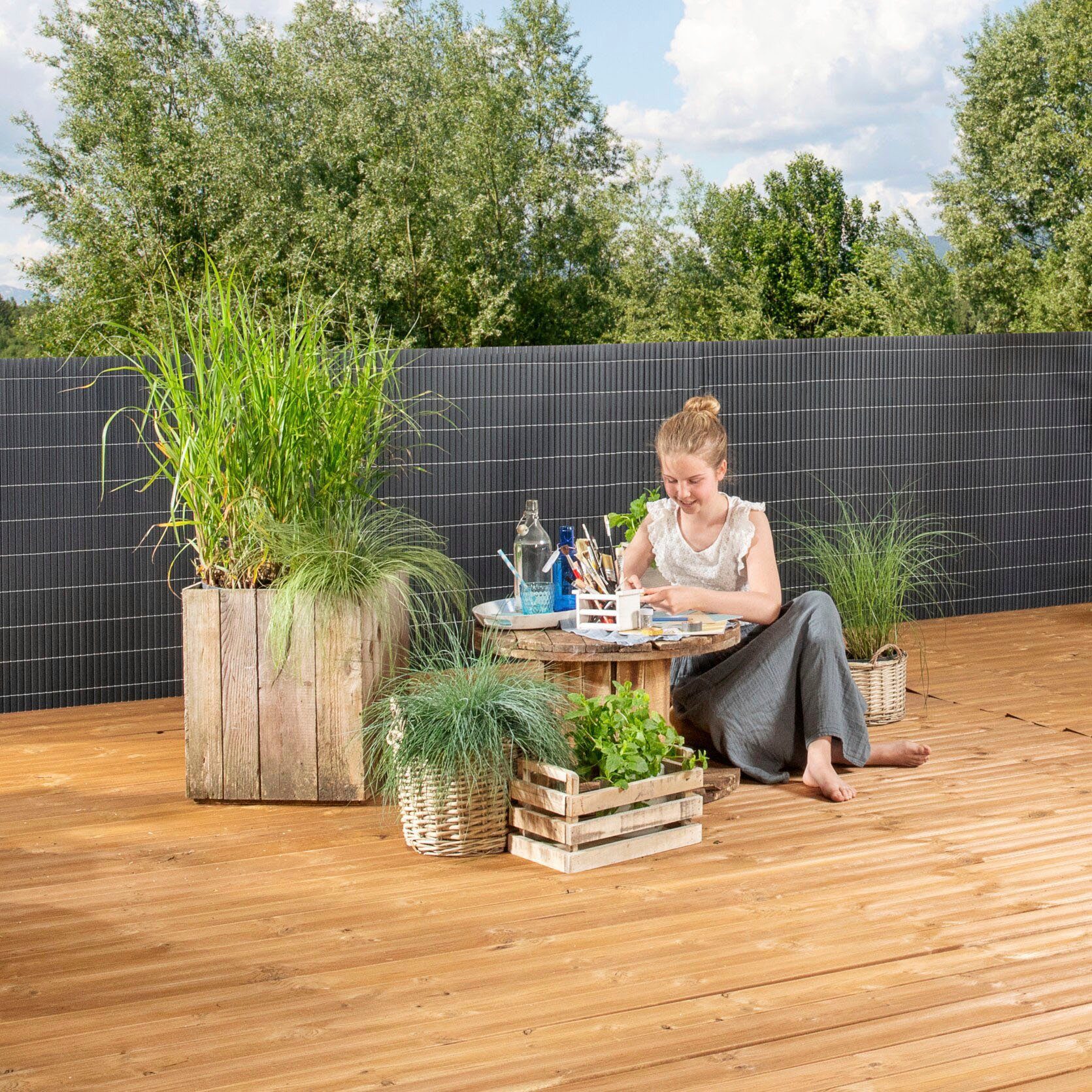 Windhager Sichtschutzzaunmatten Presido für Garten, Balkon und Terrasse, (1-St), Sicht- und Windschutzmatte pflegeleicht, 0,9 x 3 m, anthrazit