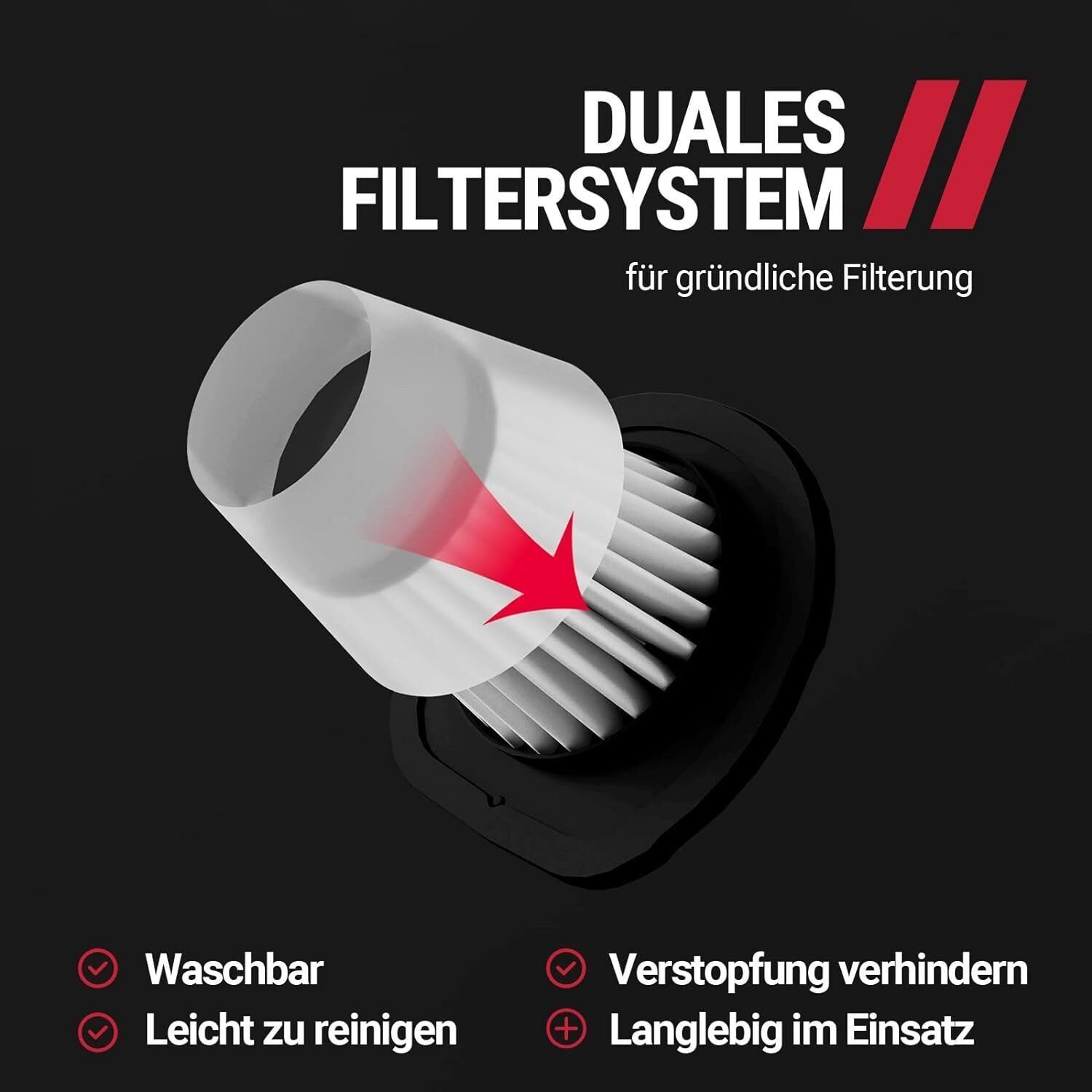 Vivitar Akku-Handstaubsauger Kabellos & Tragbar + eingebaute LED-Licht + professionelle Aufsätze, 100,00 W, Beutellos mit HEPA-Filter, 4.5 Kpa Saugkraft, 20min Akkulaufzeit, Maße: 37,6 x 13,2 x 11,1 cm