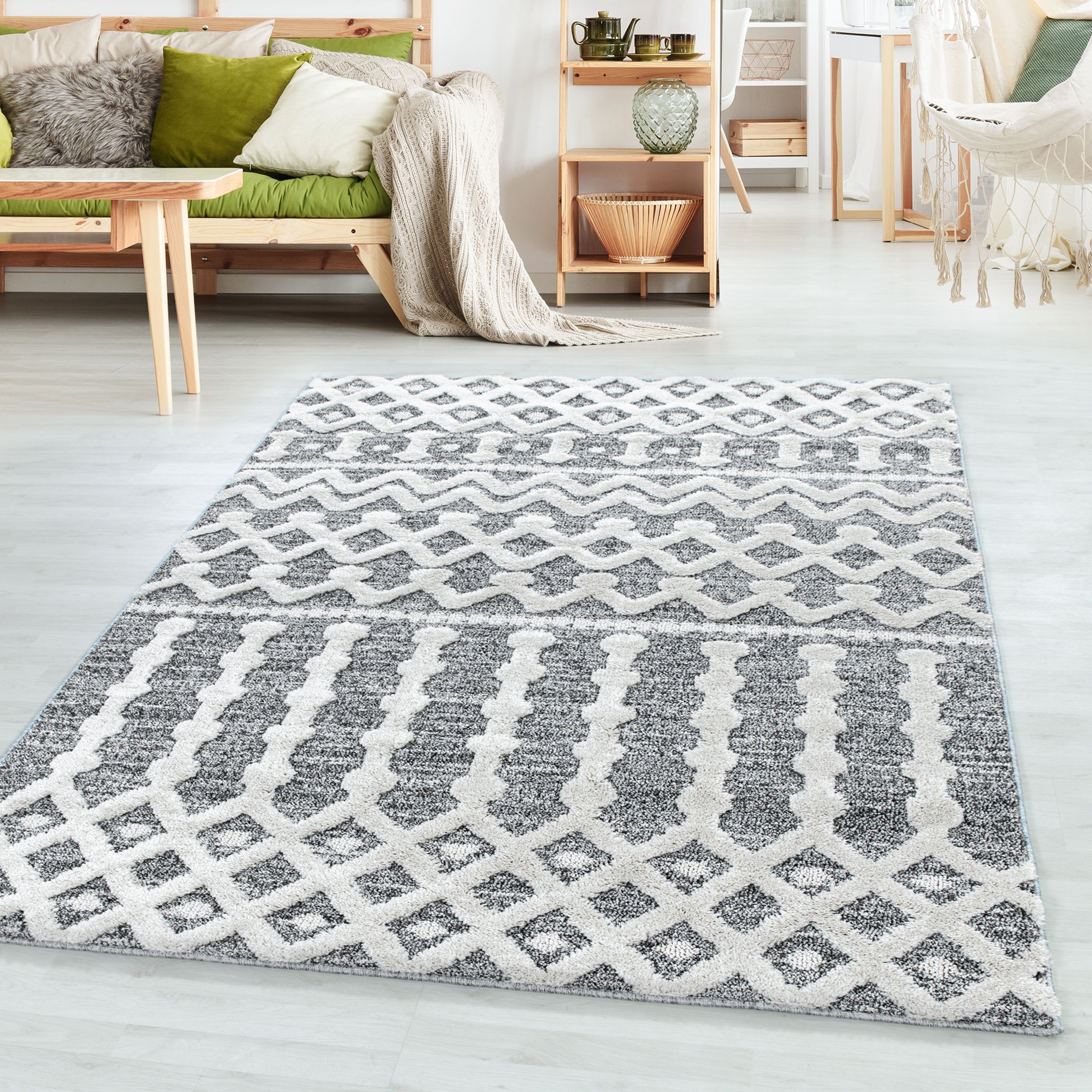 SIMPEX24 Teppich Boho Design, Rund, Höhe: günstig online kaufen