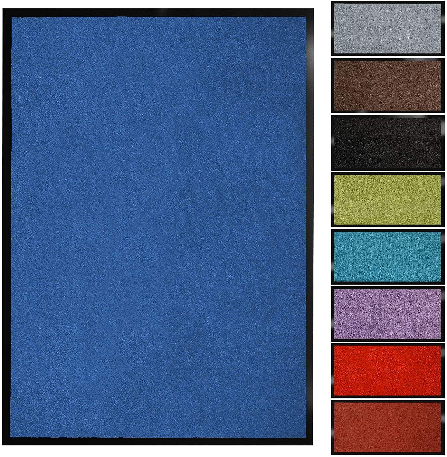 Fußmatte Schmutzfangmatte Monochrom Fixgrößen, Viele Farben & Größen, Floordirekt, Höhe: 7 mm Blau