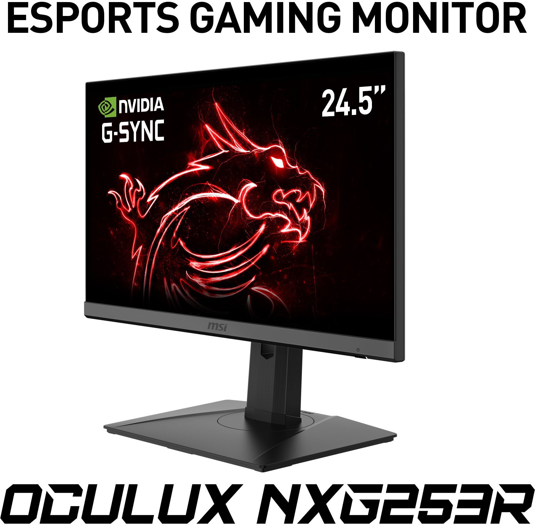 MSI Oculux Full HD, E-Sports 1920 Gaming-LED-Monitor ", Rapid ms 1 Herstellergarantie) px, x Jahre 1080 3 NXG253R cm/25 Hz, 360 (62,2 höhenverstellbar, IPS, Reaktionszeit