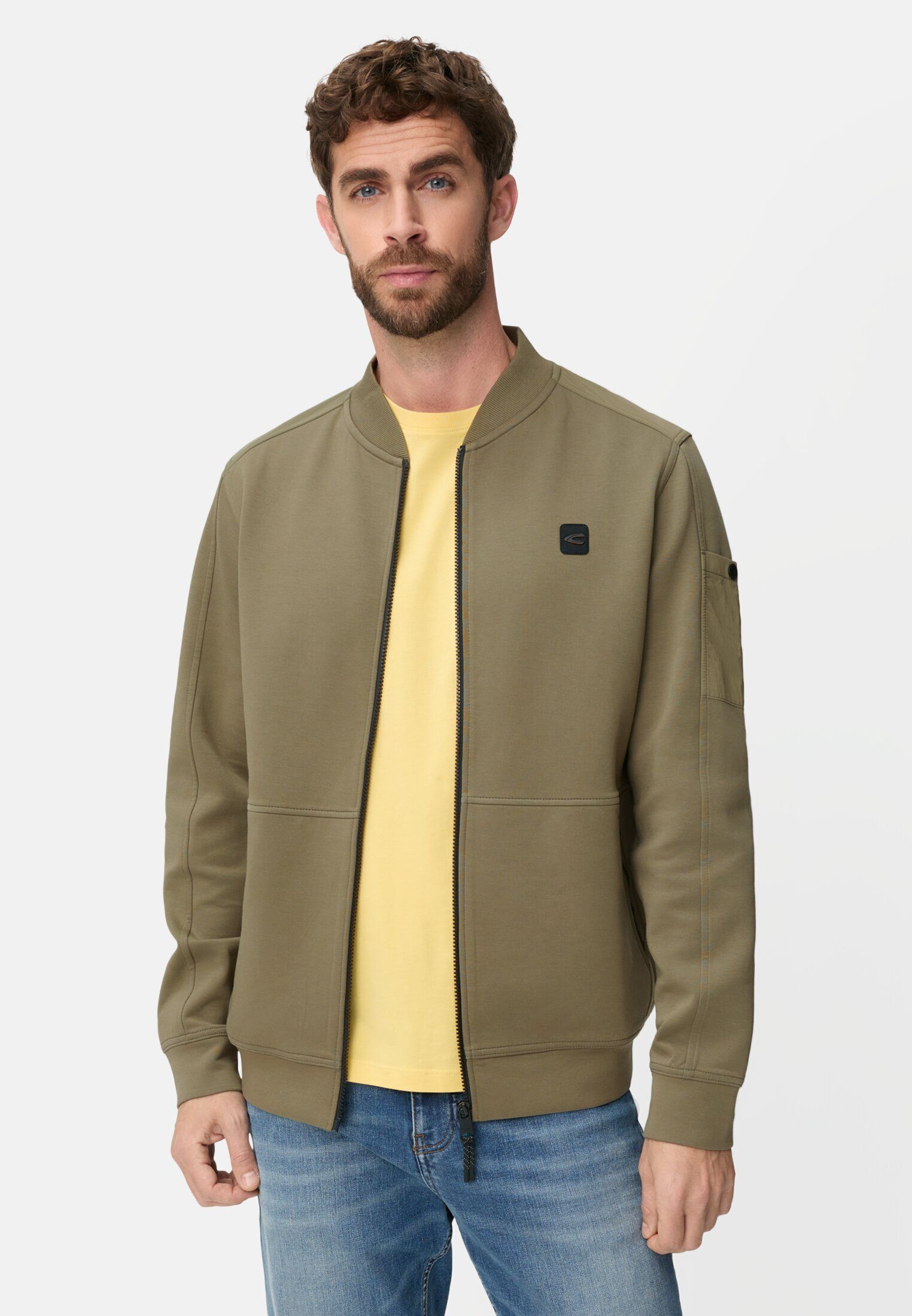 camel active Sweatjacke Sweatjacke mit Reißverschluss Langarm Bomberkragen