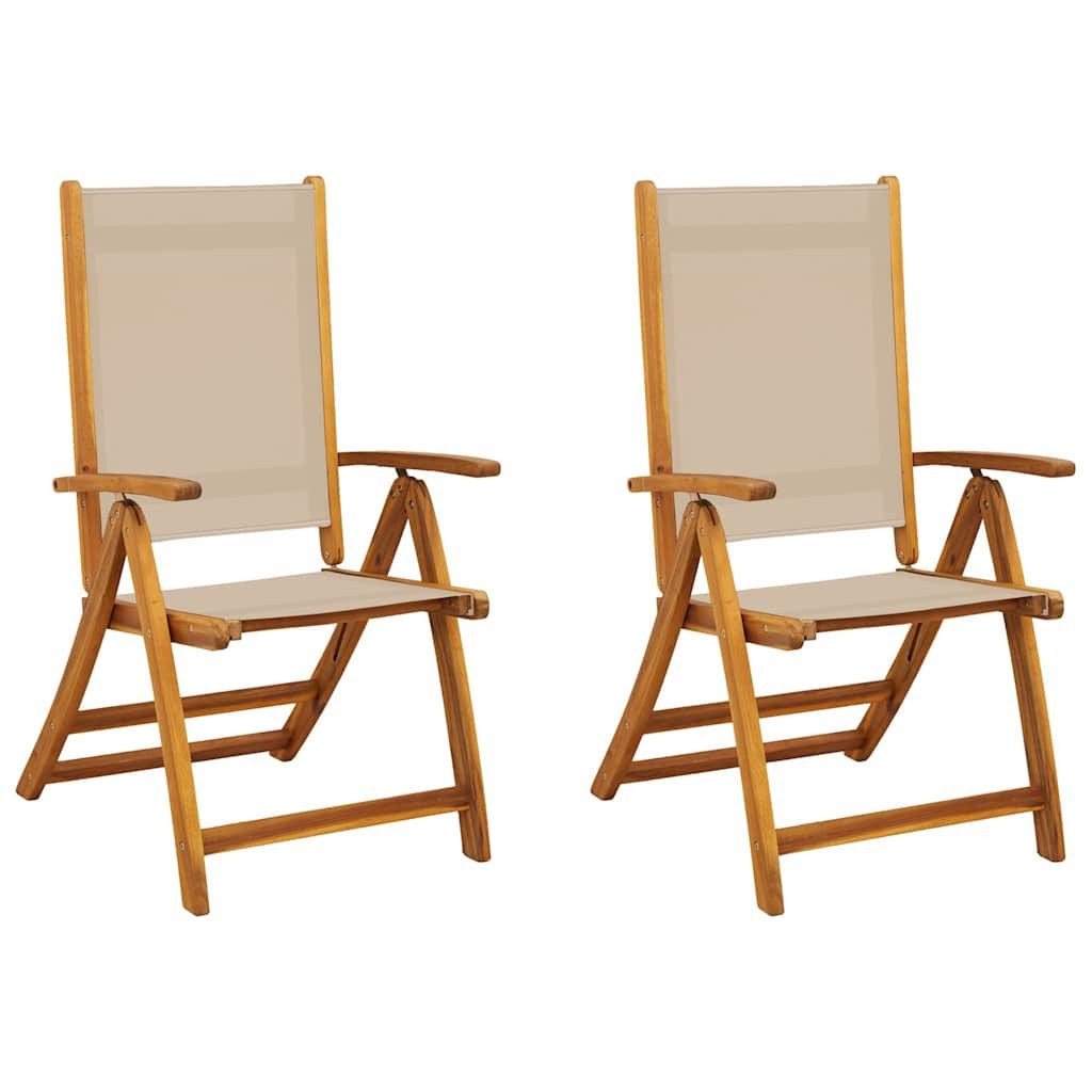 vidaXL Gartenstuhl Klappstühle, 2 Stück, Massivholz und Textilene (2 St), Klappstühle, 2 Stück, Massivholz Akazie und Textilene