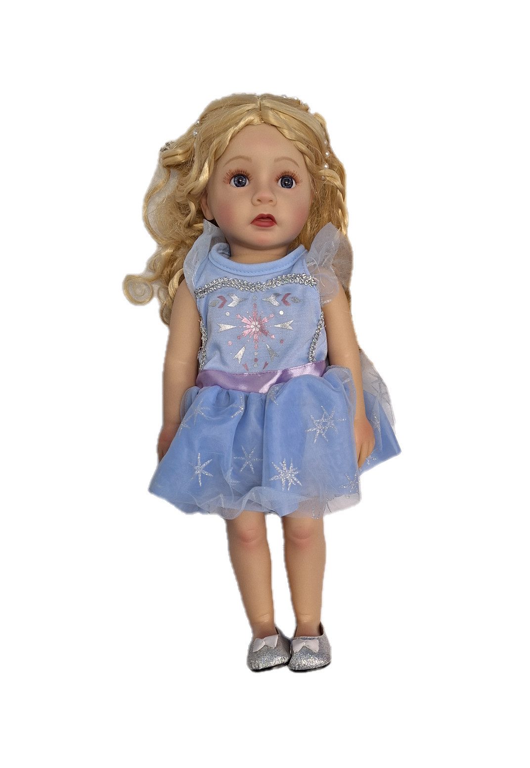 Anziehpuppe Babypuppe Reborn-Puppe Vinyl, lebensecht, Mädchen 45 cm, Blond