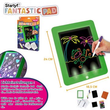Starlyf Zaubertafel Fantastic Pad, (Spar-Set, 37-tlg., Maltafel oder Malpad mit Stiften), inkl. 30 x Vorlagen (Bilder, Spiele, Lernmaterial), 8 LED Effekte