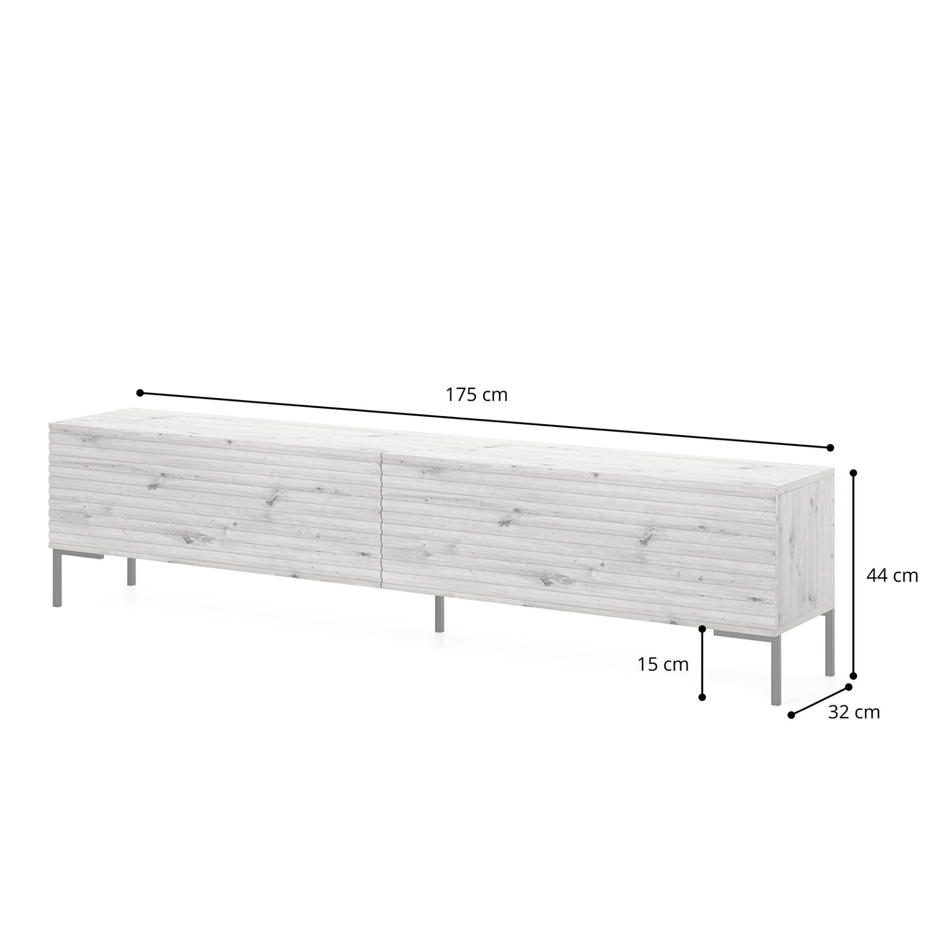 Selsey TV-Schrank LAMMELO 2-türig mit Lamellenfronten und Metallbeinen, 175 cm