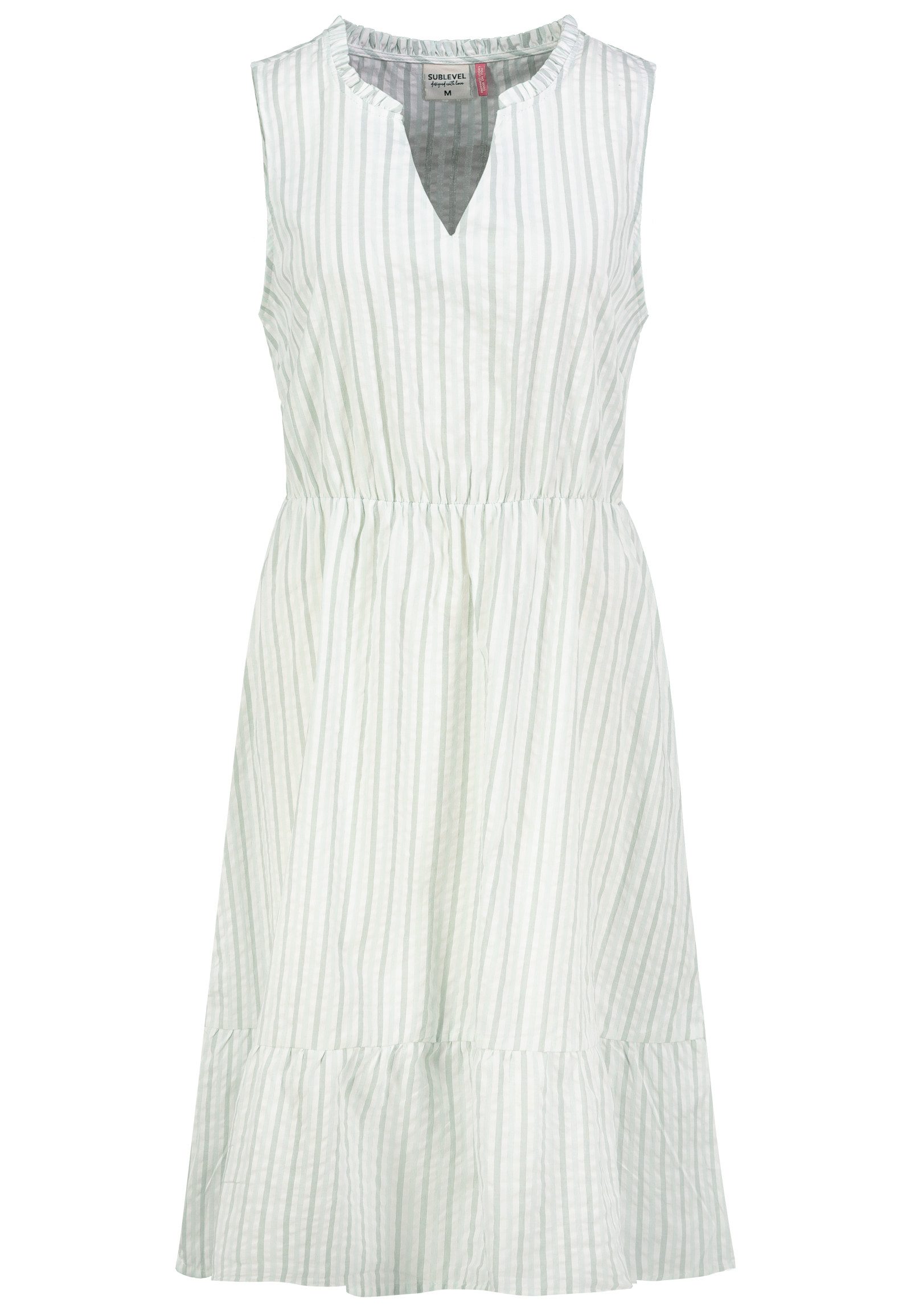 SUBLEVEL Sommerkleid Damen Sommerkleid aus Baumwolle A-Linien Kleid mit Volants, Seersucker Optik