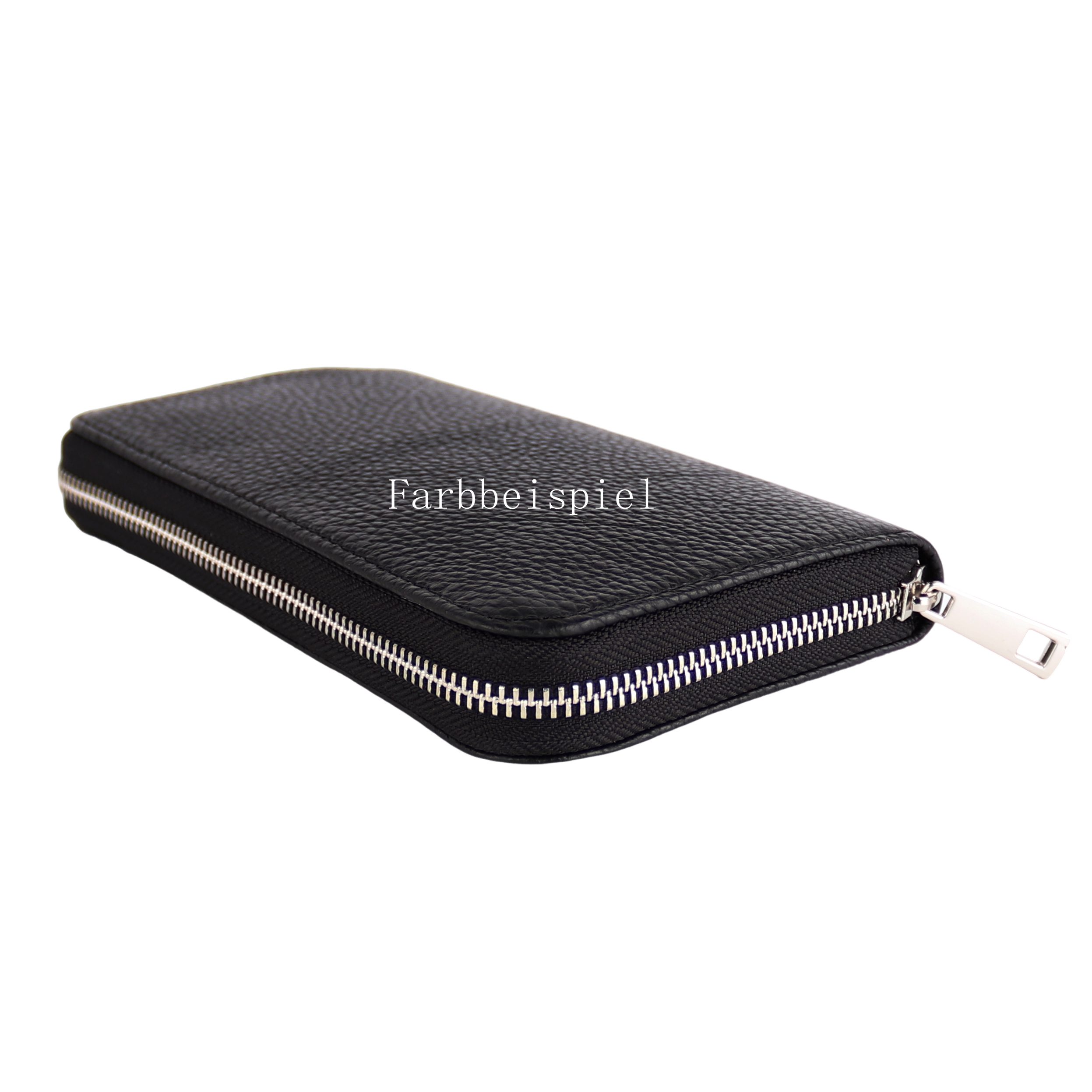 MIRROSI Geldbörse Damen Portemonnaie Echtleder MADE IN ITALY (19,5x10,5x2,5cm (BXHXT), mit 8 Kartenfächern, 2 Scheinfächer, 1x Münzenfach mit Reißverschluss