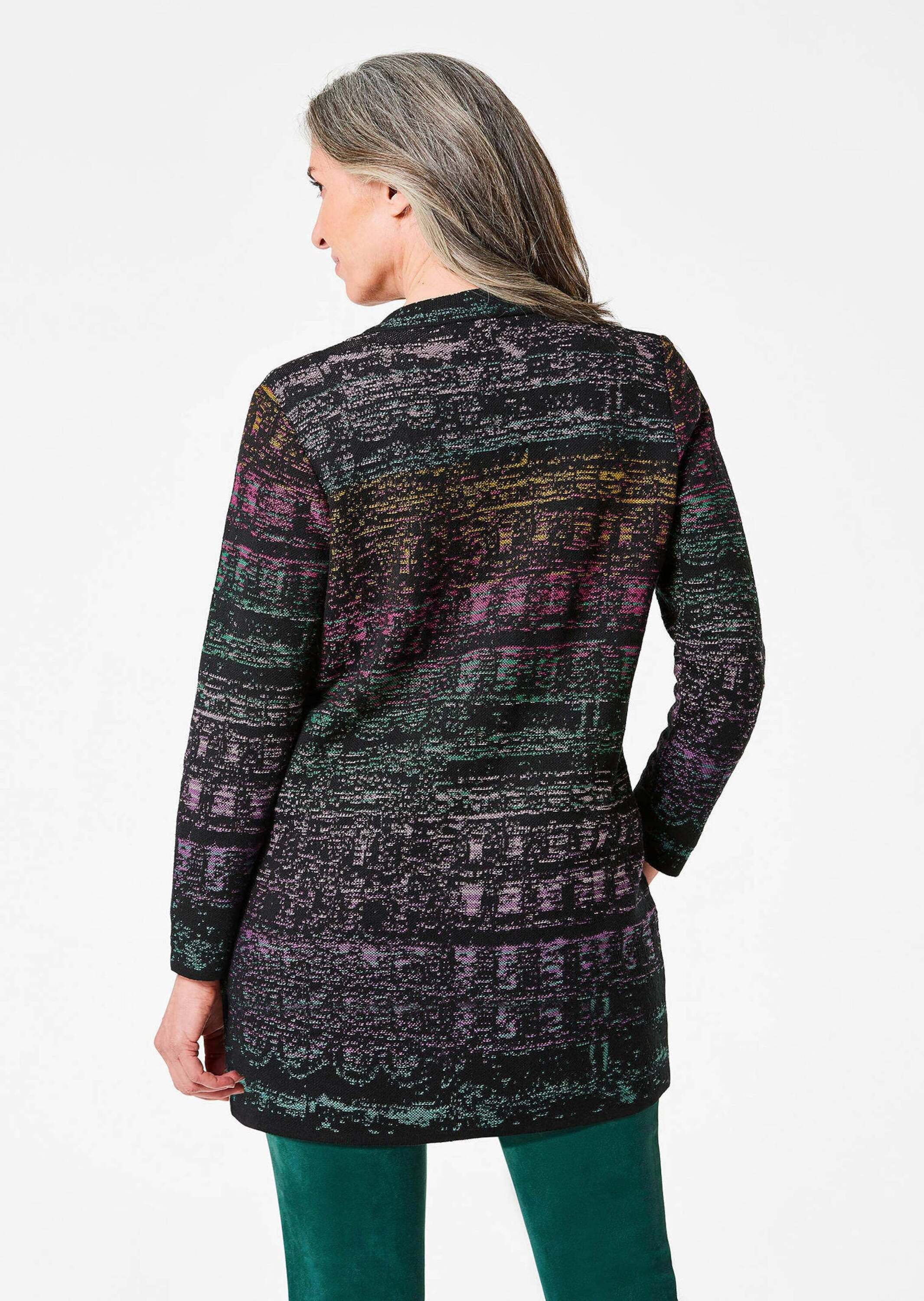 GOLDNER Strickjacke Multicolor-Cardigan mit Stehkragen Baumwolljacke mit Reißverschluss und Langarm – Bild 3 von 5
