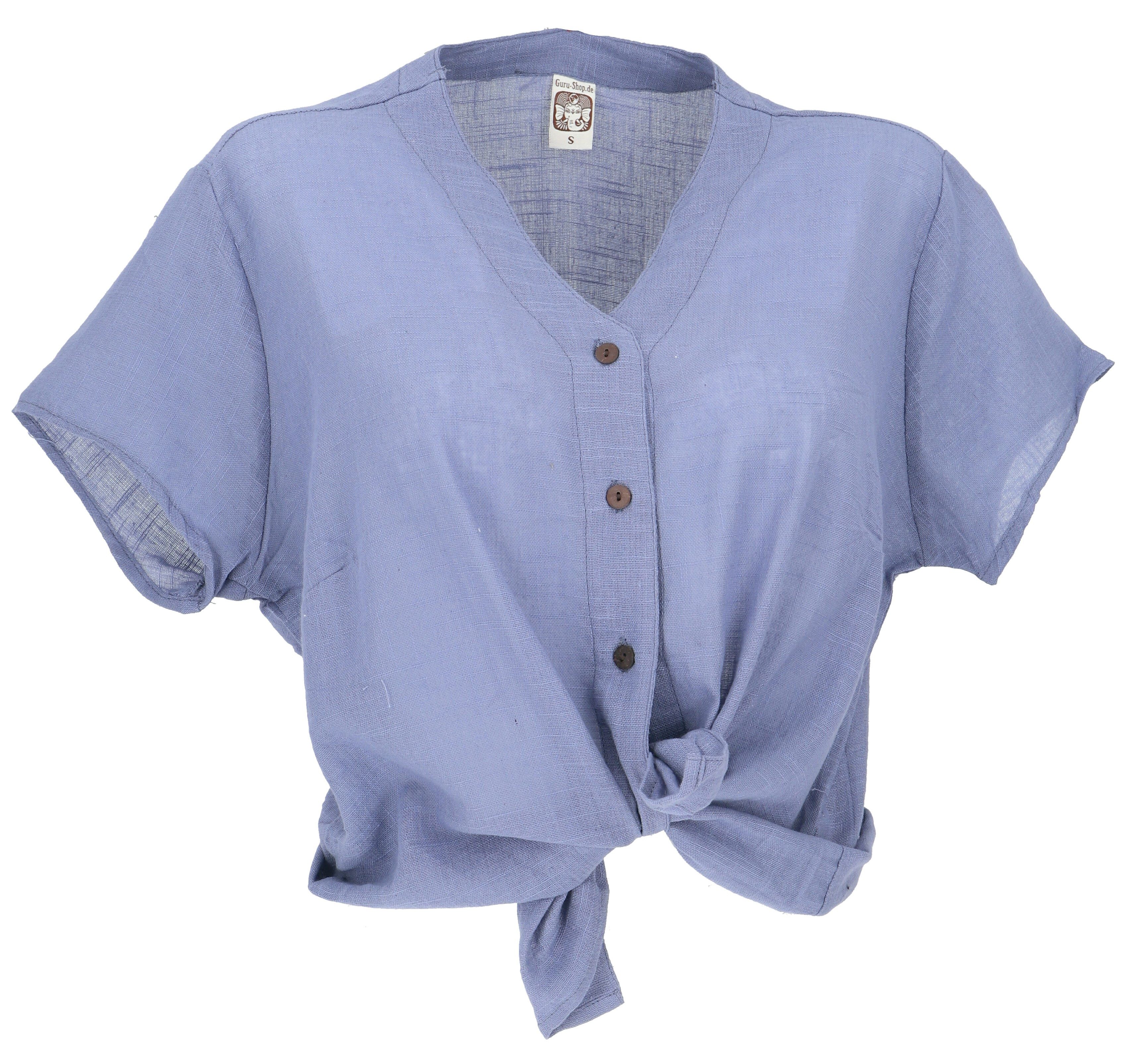 Guru-Shop Longbluse Luftiges Basic Blusentop, Kurzarm günstig online kaufen