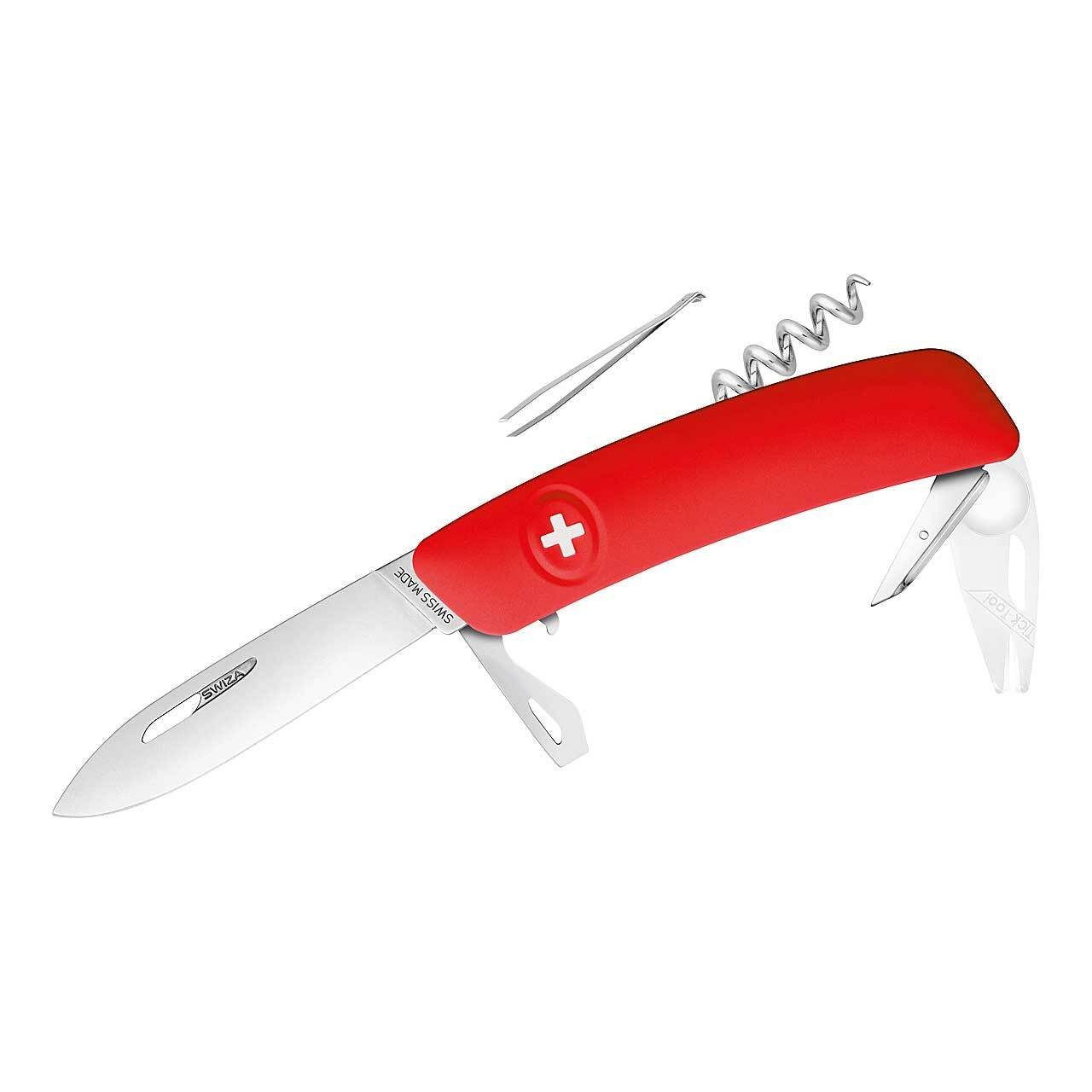 SWIZA Taschenmesser Swiza TT03 Schweizer-Messer, rot mit Zeckentool