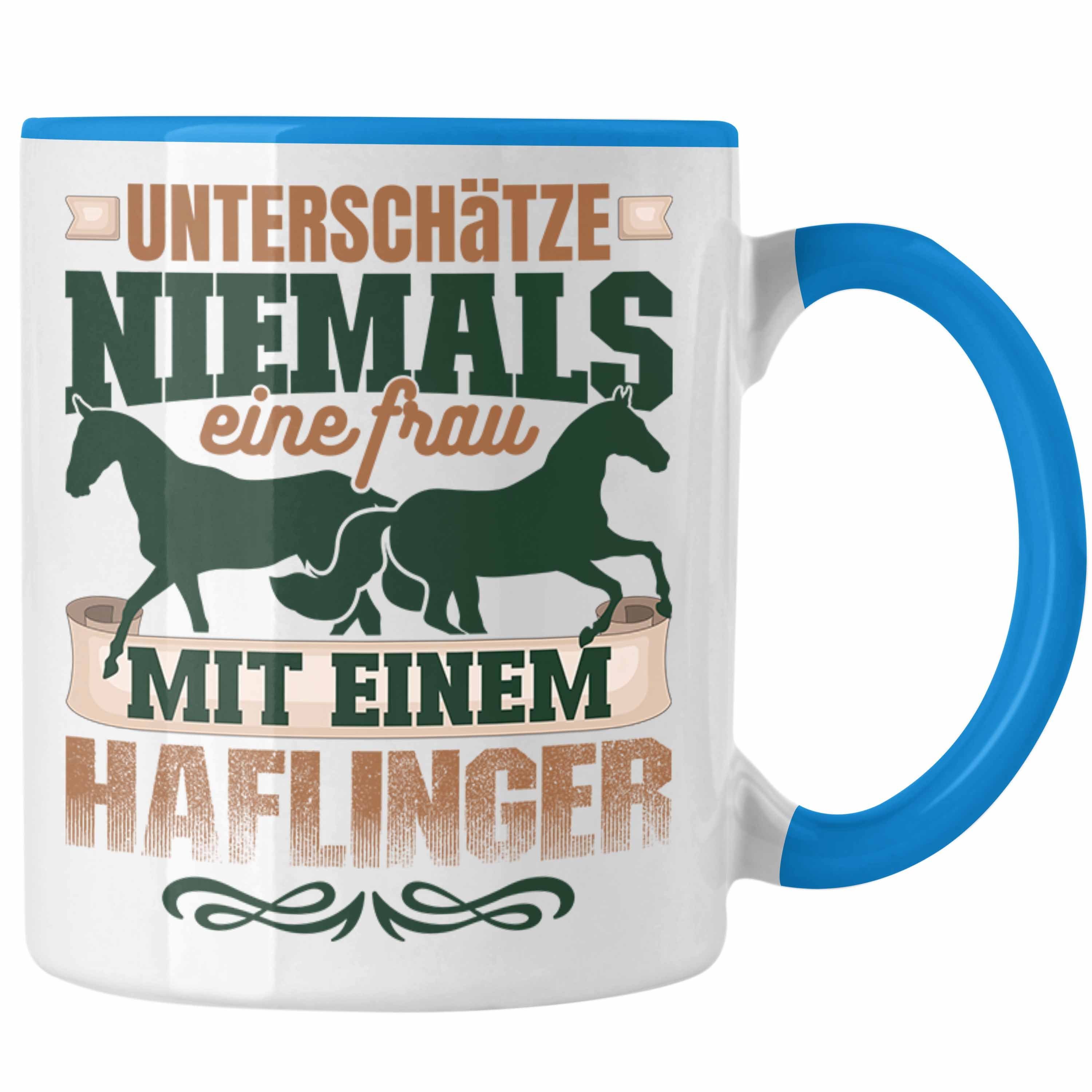 Trendation Tasse Haflinger Tasse Geschenk Reiterin Geschenkidee Pferde Blau | Teetassen