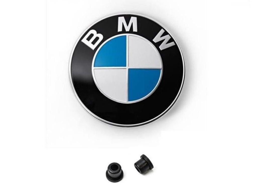 BMW Hinweisschild Original BMW Emblem Motorhaube Logo 82mm plus 2 Tüllen, (1 St), für F10 F20 E34 E36 E39 E60 E65 E61
