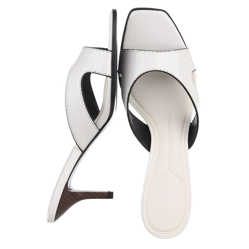 Ital-Design Damen Sandalette mit High Heel und offenem Design Pantolette (91895540) Pfennig-/Stilettoabsatz Sandalen & Sandaletten in Weiß