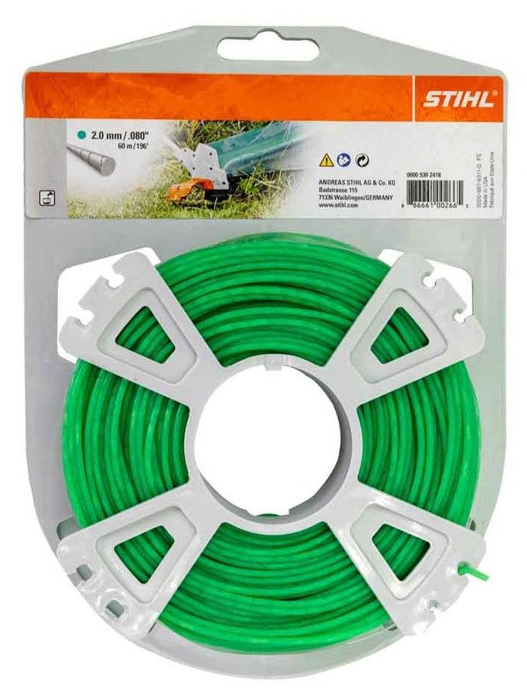 STIHL Trimmerfaden STIHL 0000 930 2418 Mähfaden rund leise 2,0 mm x 60 m Grün