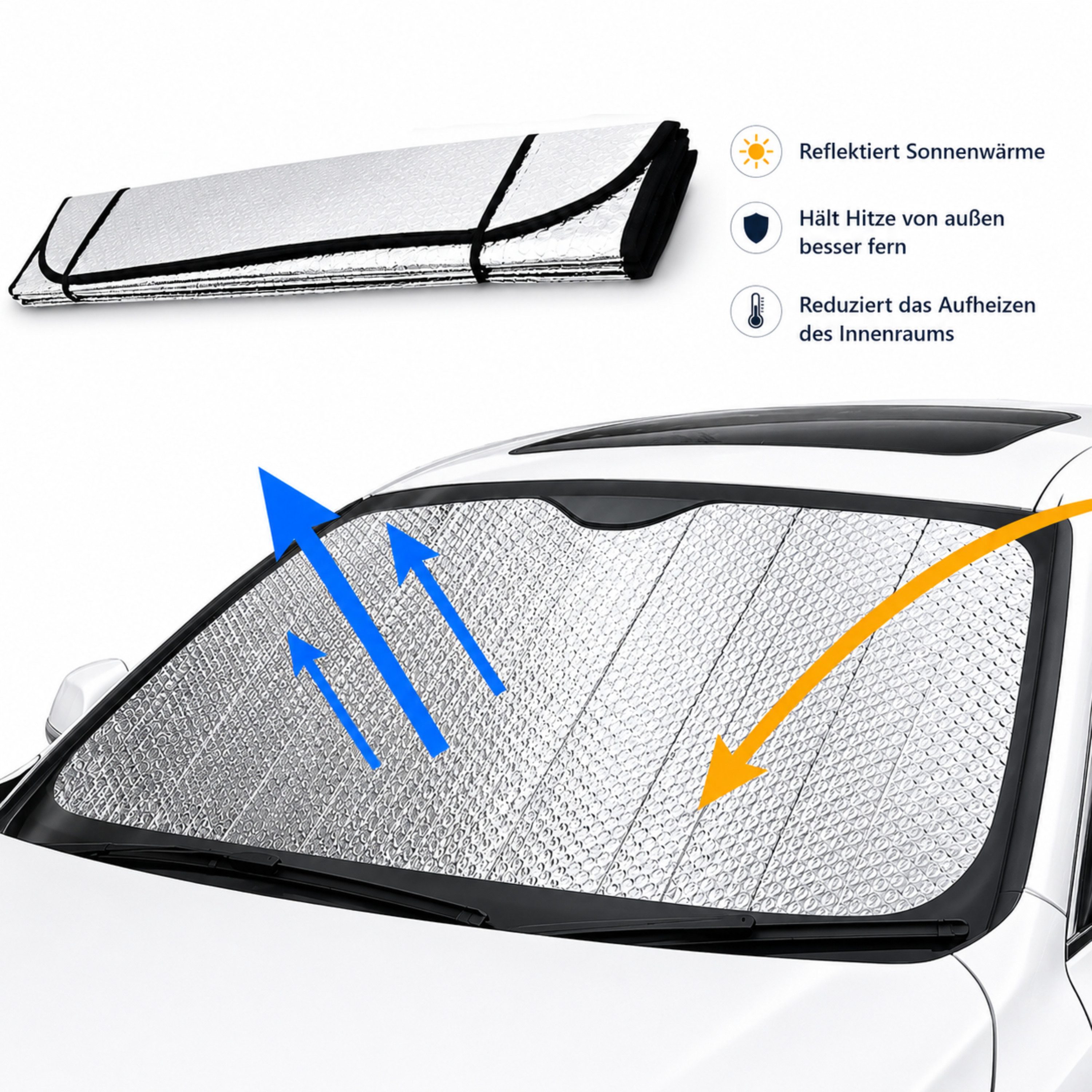 StellarLuma Autosonnenschutz Sonnenschutz Auto Frontscheibe Windschutzscheibe UV Schutz für Sommer, (Reflektierender UV Sonnenschutz), Reflektierend, faltbar un – Bild 4 von 5