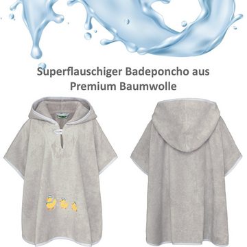 Smithy Badeponcho Ente aus Premium Baumwolle, Baumwoll-Frottee, Druckknopf am Armloch