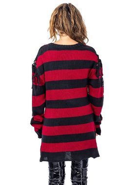 Heartless Sweatshirt Arcadia Strickpulli Gestreift Gothic Grunge Distressed Streifen