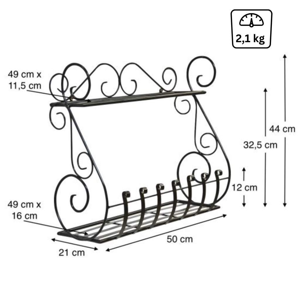 DanDiBo Blumenkastenhalter Wandblumenhalter Metall Schwarz 50 cm Wandregal Sebino Blumenständer, Blumenregal Wandtopfhalter