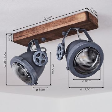 hofstein Deckenleuchte »Biati« Zimmerlampe in Metall und Holz in Braun und Grau, Glasschirm, ohne Leuchtmittel, Spots sind dreh-/schwenkbar, 2xGU10 max. 50 Watt