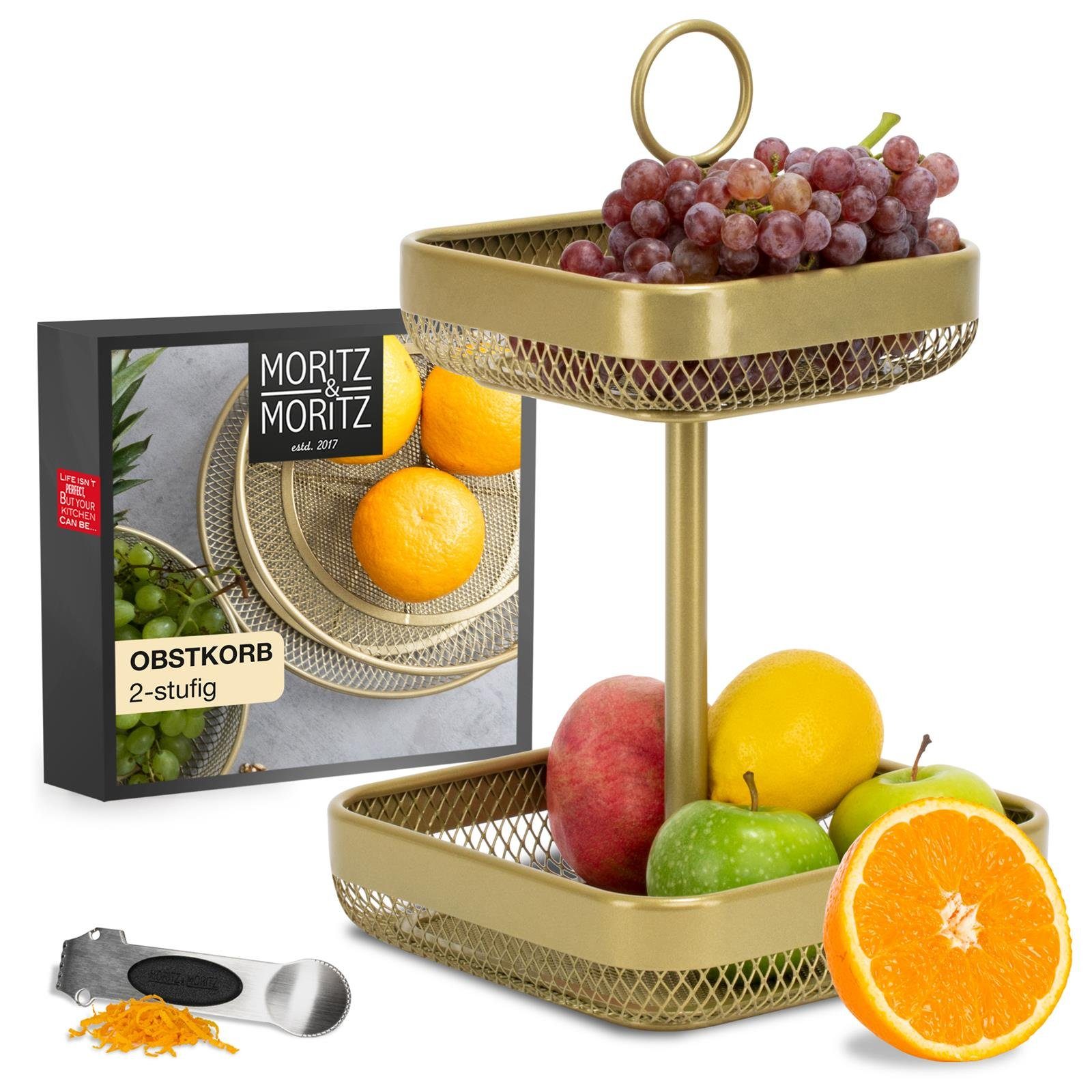 Moritz & Moritz Etagere Obst Etagere, Metall, (2-stöckig, 2-tlg), Obstkorb Etagere Gold