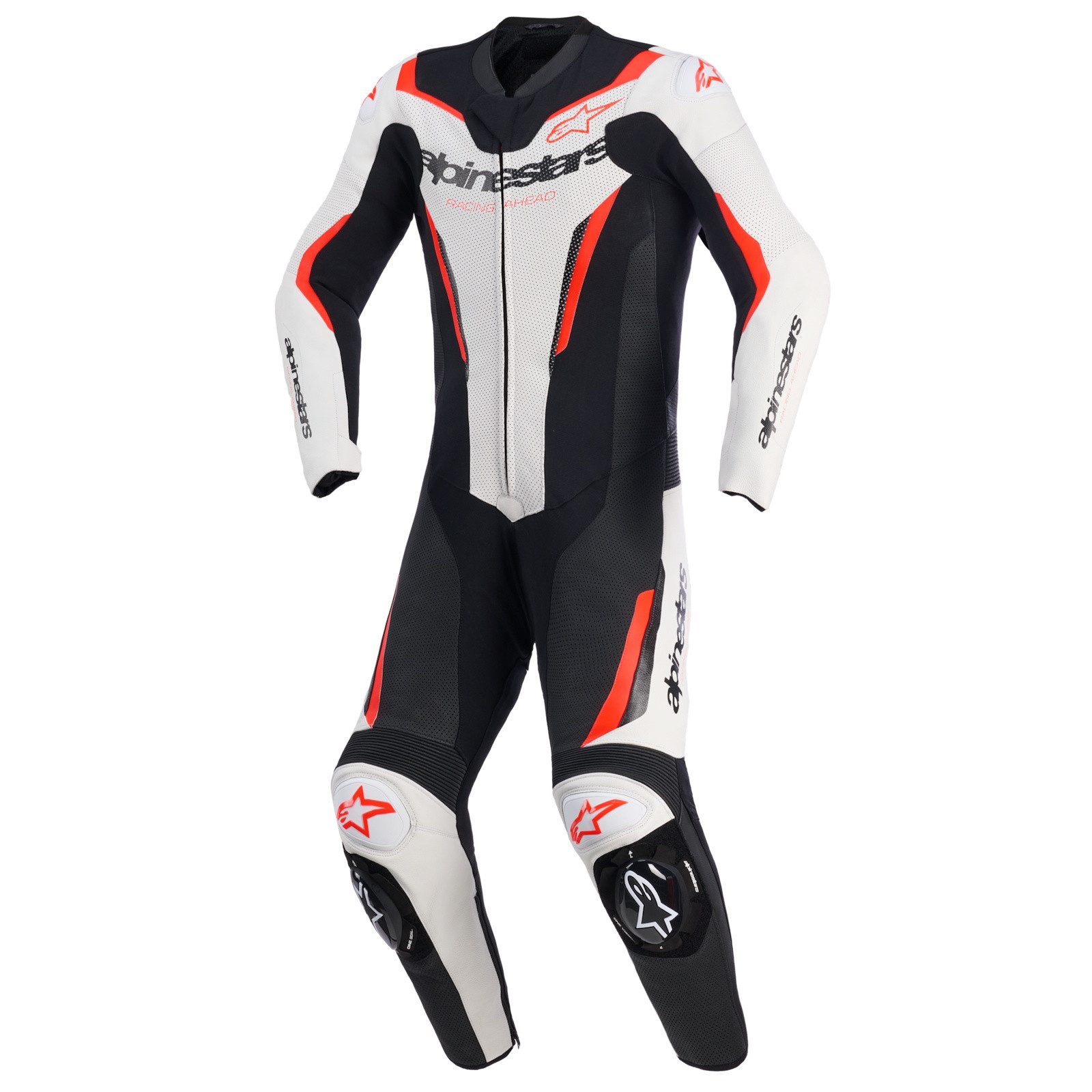 Alpinestars Motorradkombi Alpinestars GP Force V2 1-tlg. Lederkombi Schwarz / Weiss / Fluo-Rot
