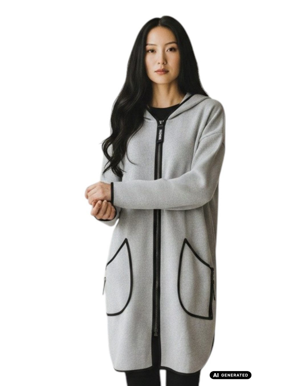 Estefania for woman Langjacke 199-9606 dekorative Reißverschlüsse an Taschen