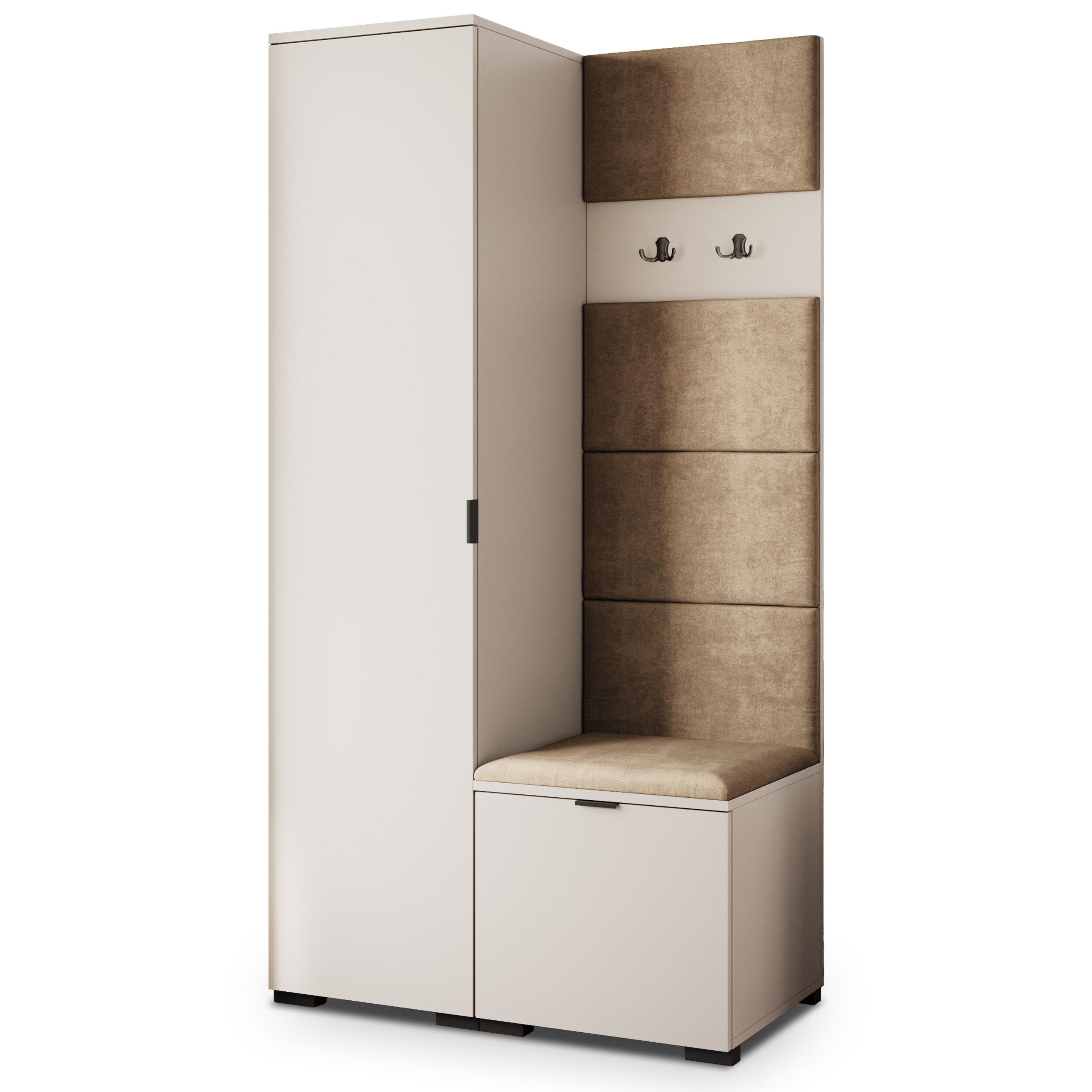 Masseno Garderobenschrank LORI 95 x 181 cm Garderoben-Set mit 1 Tür Kaschmir