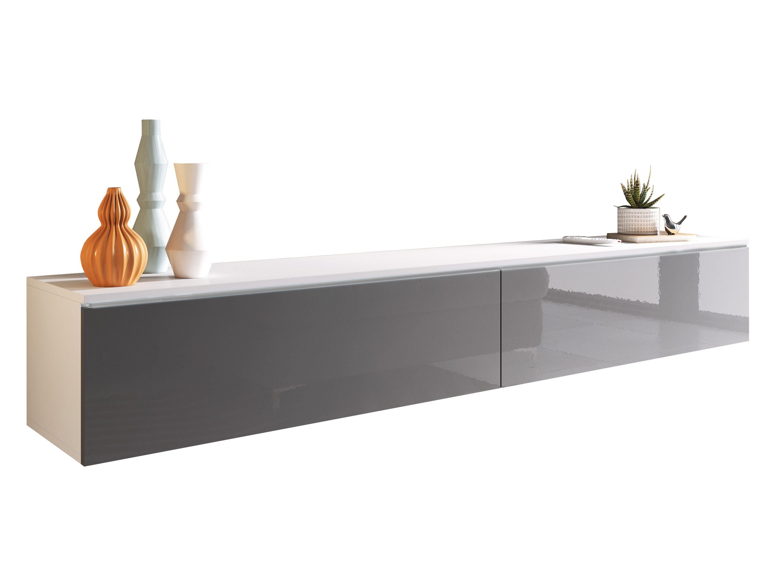 MIRJAN24 TV-Schrank D180 (mit zwei Klappen) LED Beleuchtung als Option, 180x33x30 cm