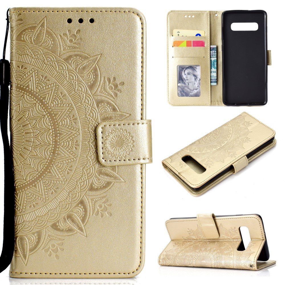 CoverKingz Handyhülle Hülle für Samsung Galaxy S10 Handyhülle Flip Case Cover Schutzhülle 15,2 cm (6 Zoll), Klapphülle Schutzhülle mit Kartenfach Schutztasche Motiv Mandala