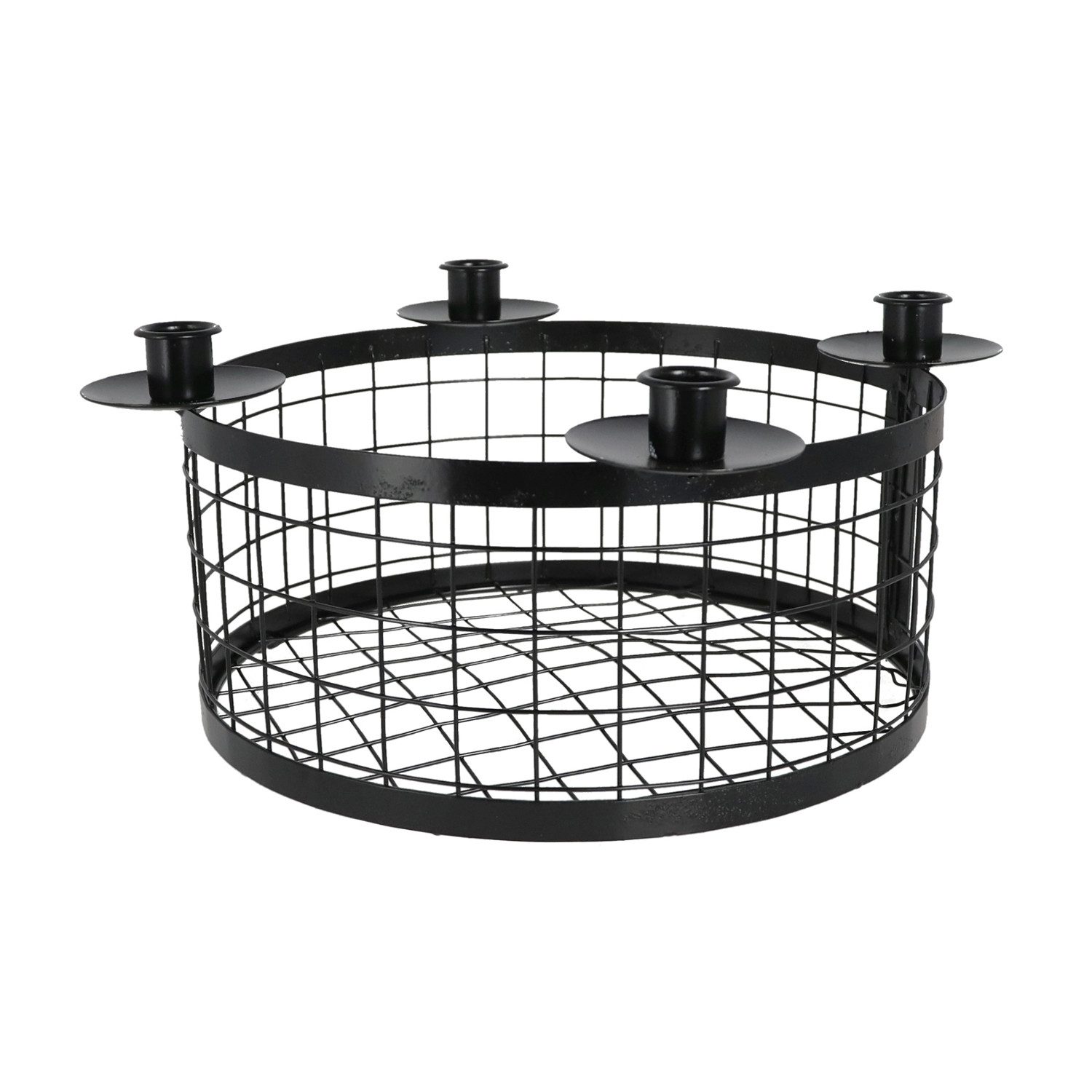 Macosa Home Adventskranz Korb Schwarz Metall 20cm od. 35 cm modern, elegantes Adventsgesteck 4 Kerzenhalter