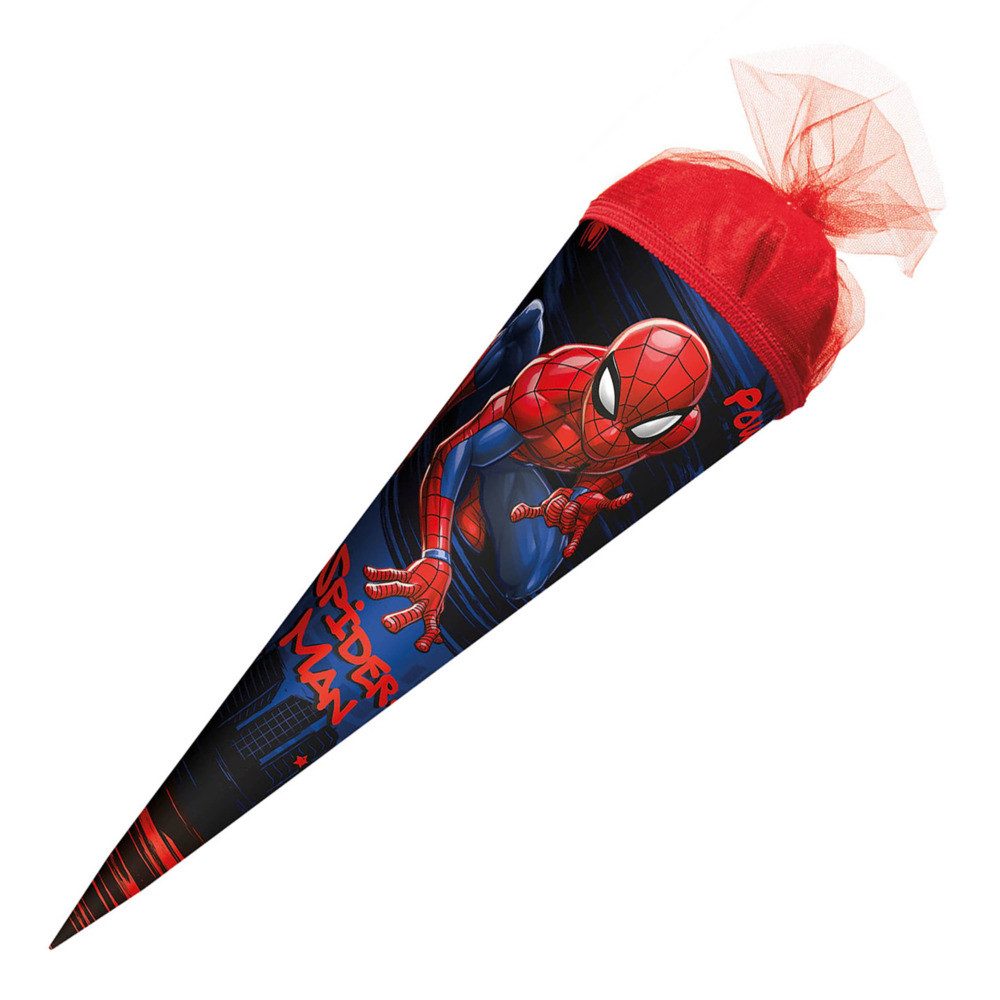 Roth Zeichenkartonblock Roth Schultüte Marvel Spider-Man rund Tüllverschluss 50cm