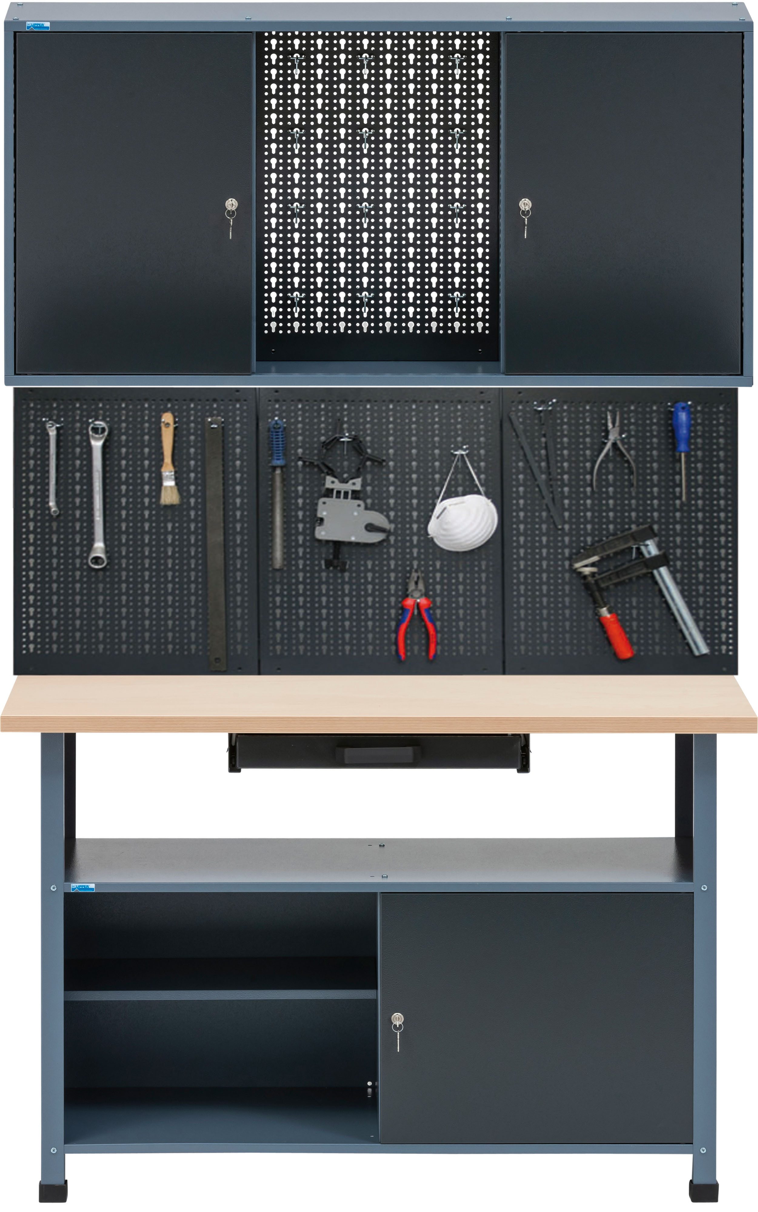 KÜPPER Werkbank Aktions-Werkstatt-Set 14135, 120 cm breit, 3 -tlg. Lochwand