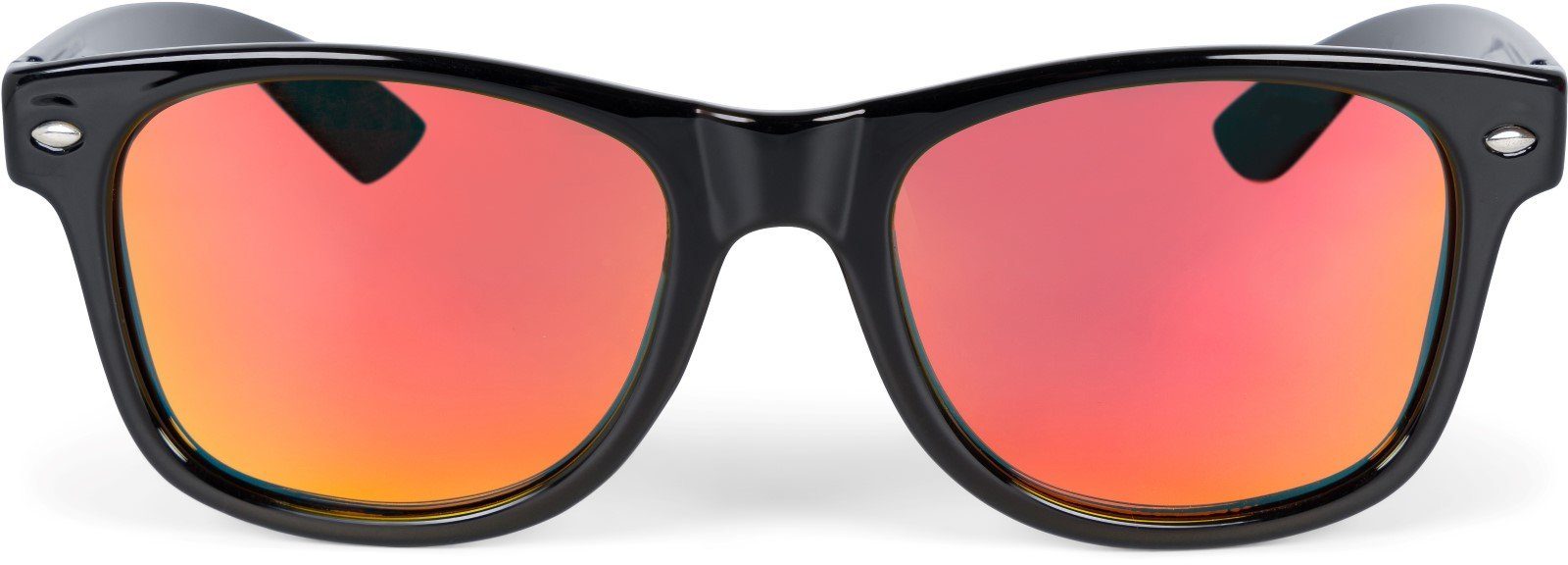 styleBREAKER Sonnenbrille (1-St) Polarisiert Schwarz Gestell Orange-Rot / Glas verspiegelt