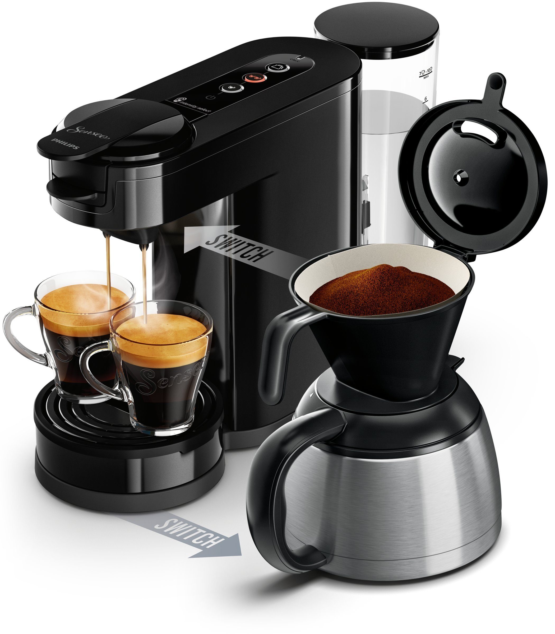 Philips Senseo Kaffeepadmaschine Senseo HD 6592/60 Switch, 1l ...