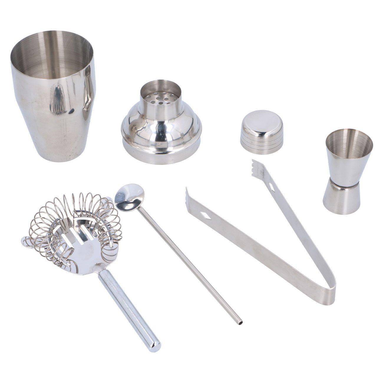 *Alpina* Cocktail-Set 5-teiliges Set 350ml Edelstahl: Shaker, Zange, Maß, Sieb, Löffel, (5-tlg), Edelstahl - Rostfrei