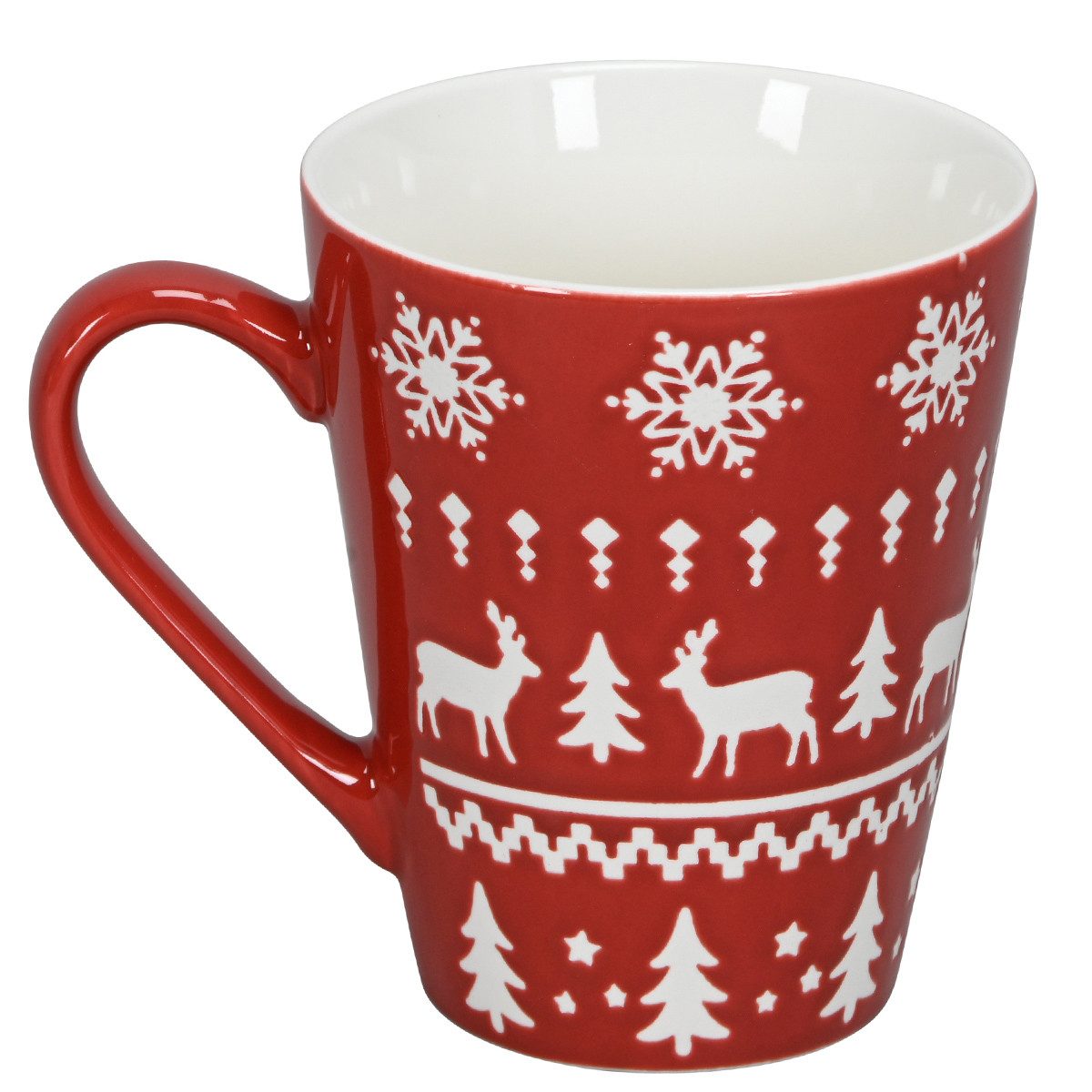Weihnachtsmann 2er Set Weihnachtsbecher Rot Weiß Rentier Tannenbaum H10cm