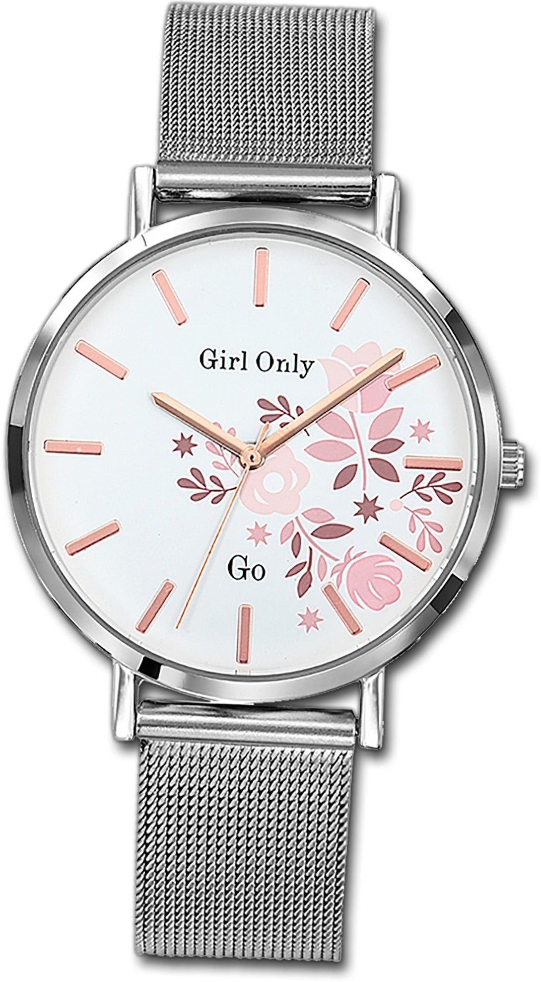 Girl Only Quarzuhr Girl Only Edelstahl Damen Uhr 695910, Damenuhr mit Edelstahlarmband, rundes Gehäuse, mittel (ca. 35mm), Fash