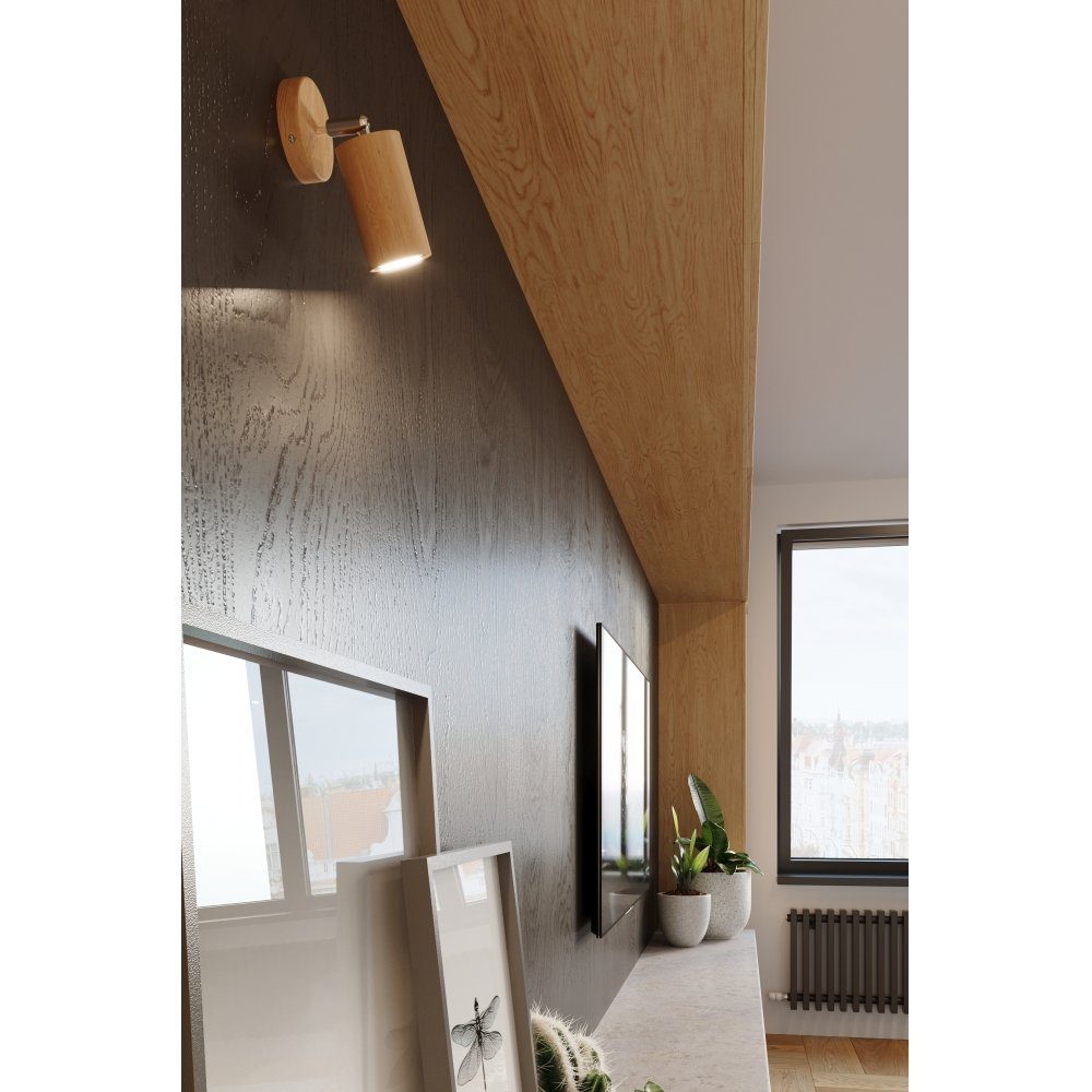 BERG SOLLUX Holz, Natural Wandleuchte GU10, Wandlampe lighting cm 10x20x20 ca. Pendelleuchte 1x
